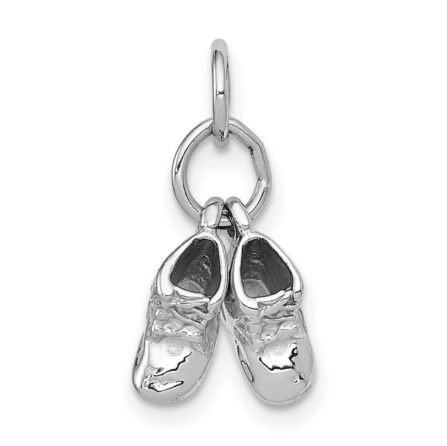 14K White Gold Baby Shoes Charm - 16mm x 12mm Tiny Footprint Pendant for Necklace, Bracelet & Keepsake Jewelry - Perfect Baby Shower Gift & Newborn Memory Keepsake