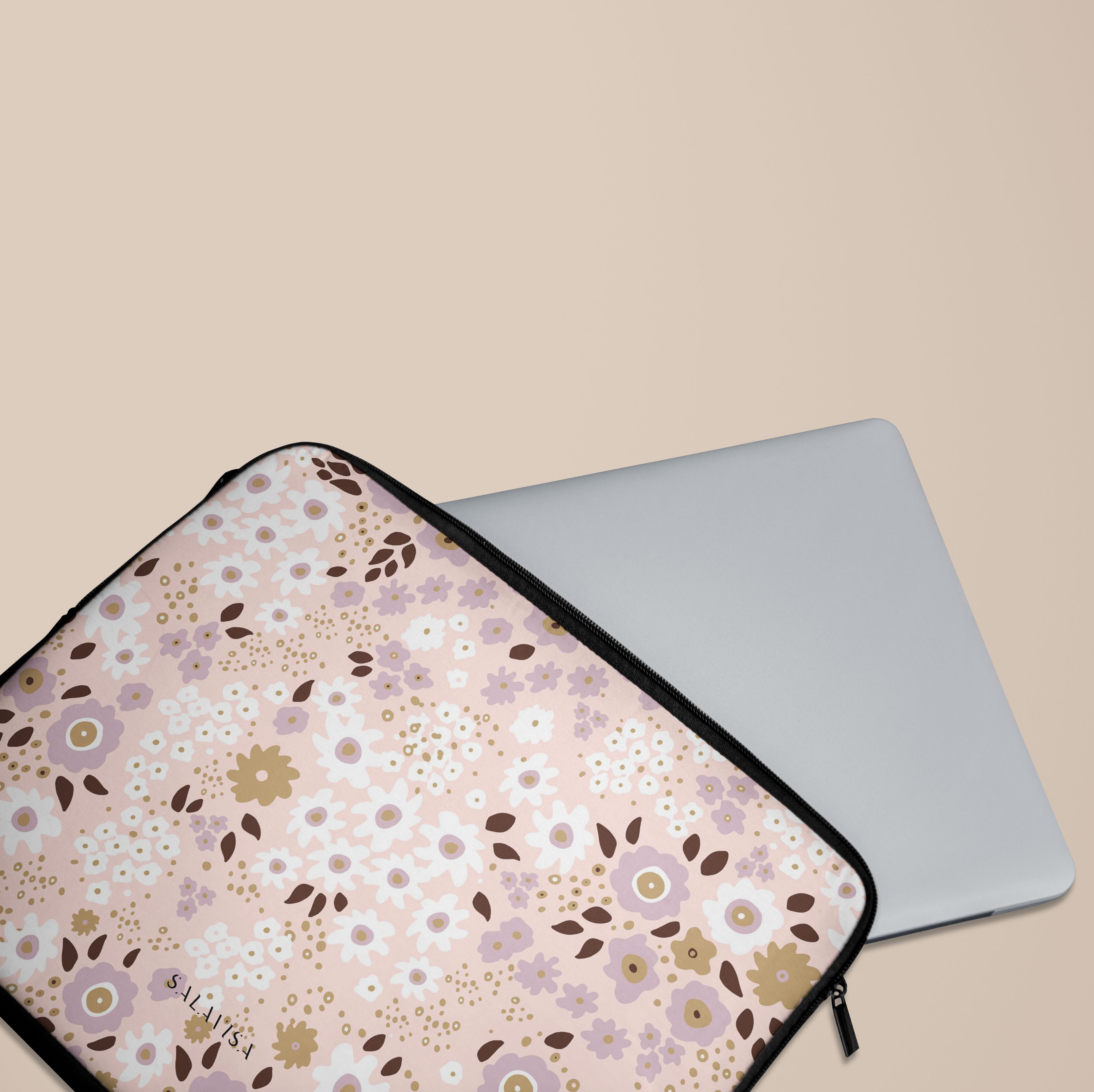 Pink Floral Laptop Sleeve 13-15 Inch - Cute Protective Case for MacBook Air Pro, Dell, HP - Perfect for Work, School & Travel Accessories