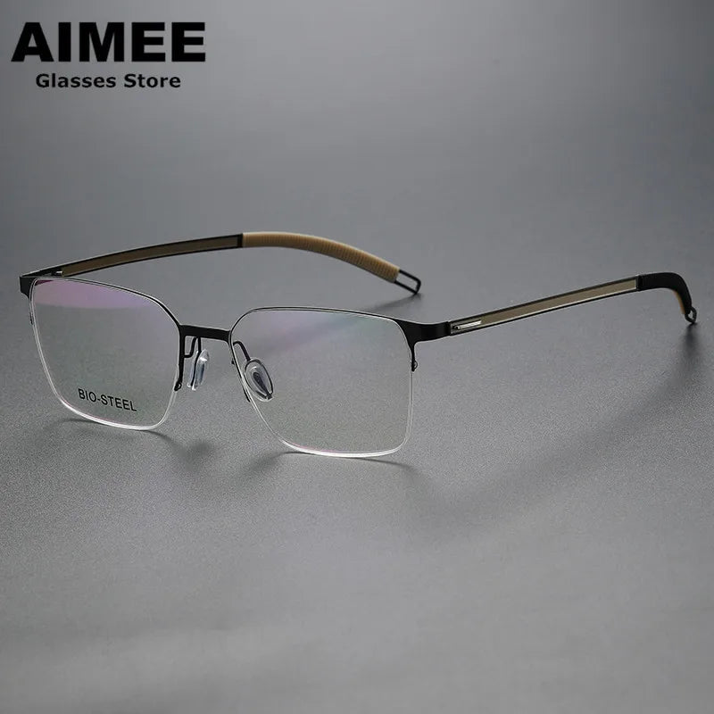 Aimee Women's Semi Rimless Square Titanium Eyeglasses Frame 942554 - Lightweight & Durable Glasses for Work, Reading & Fashion