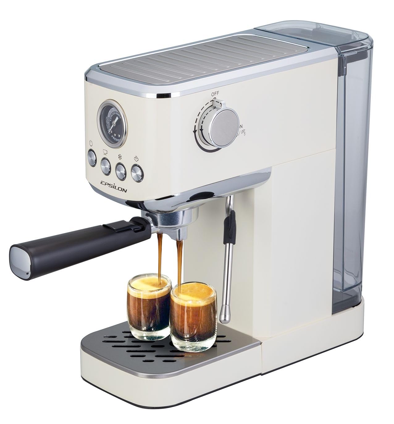 Premium Epsilon 20-Bar Espresso Coffee Machine with Milk Frother & Steam Wand - Compact Stainless Steel Coffee Maker for Hot/Iced Coffee & Cold Brew - 1.2L Removable Water Tank - Perfect for Home, Office & Small Cafes
