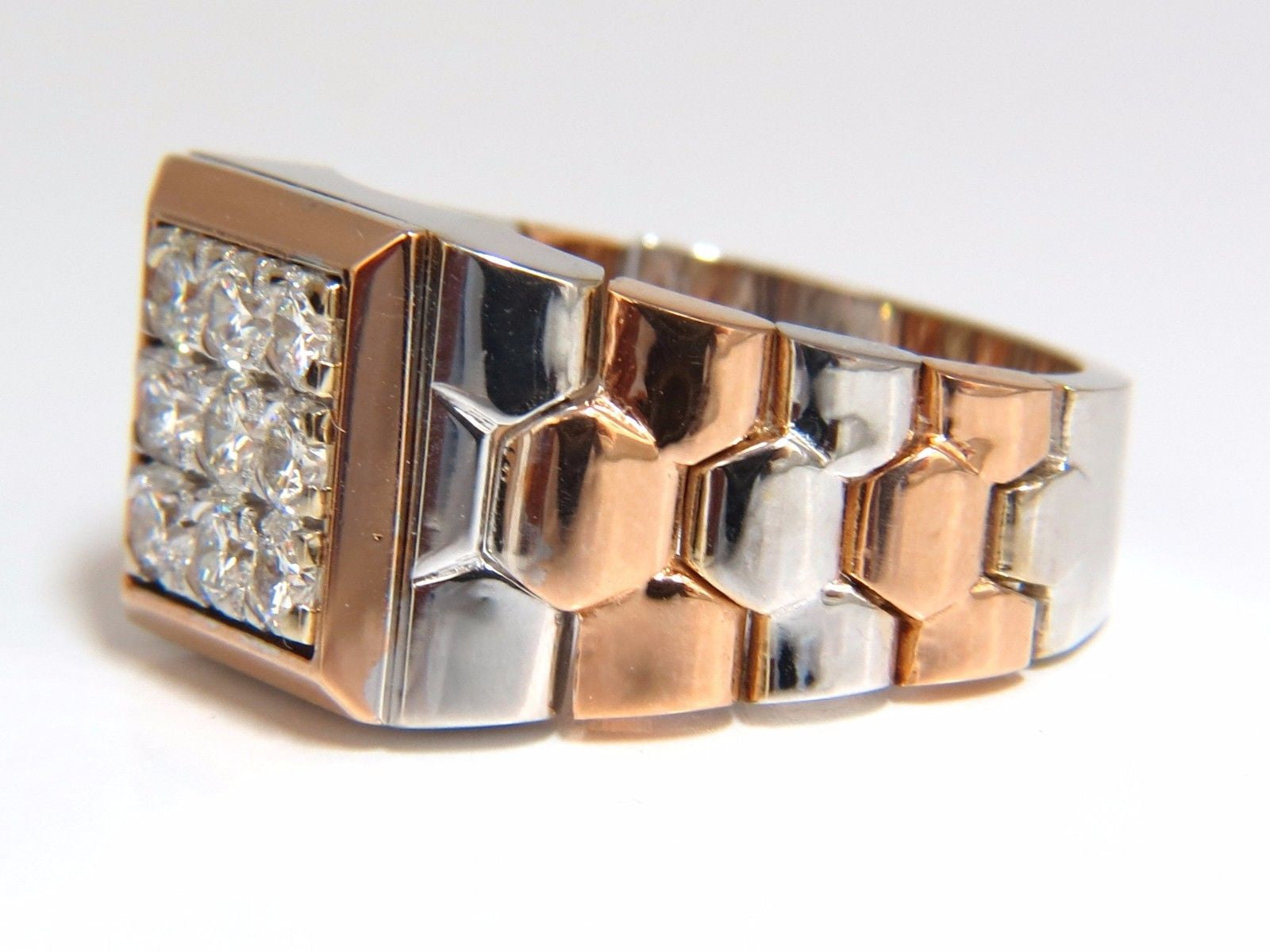 1.02ct Natural Diamond Men's Ring with Flexible Watch Band - 18K Gold, G/VS Clarity, 15 Grams - Perfect for Weddings, Anniversaries & Special Occasions