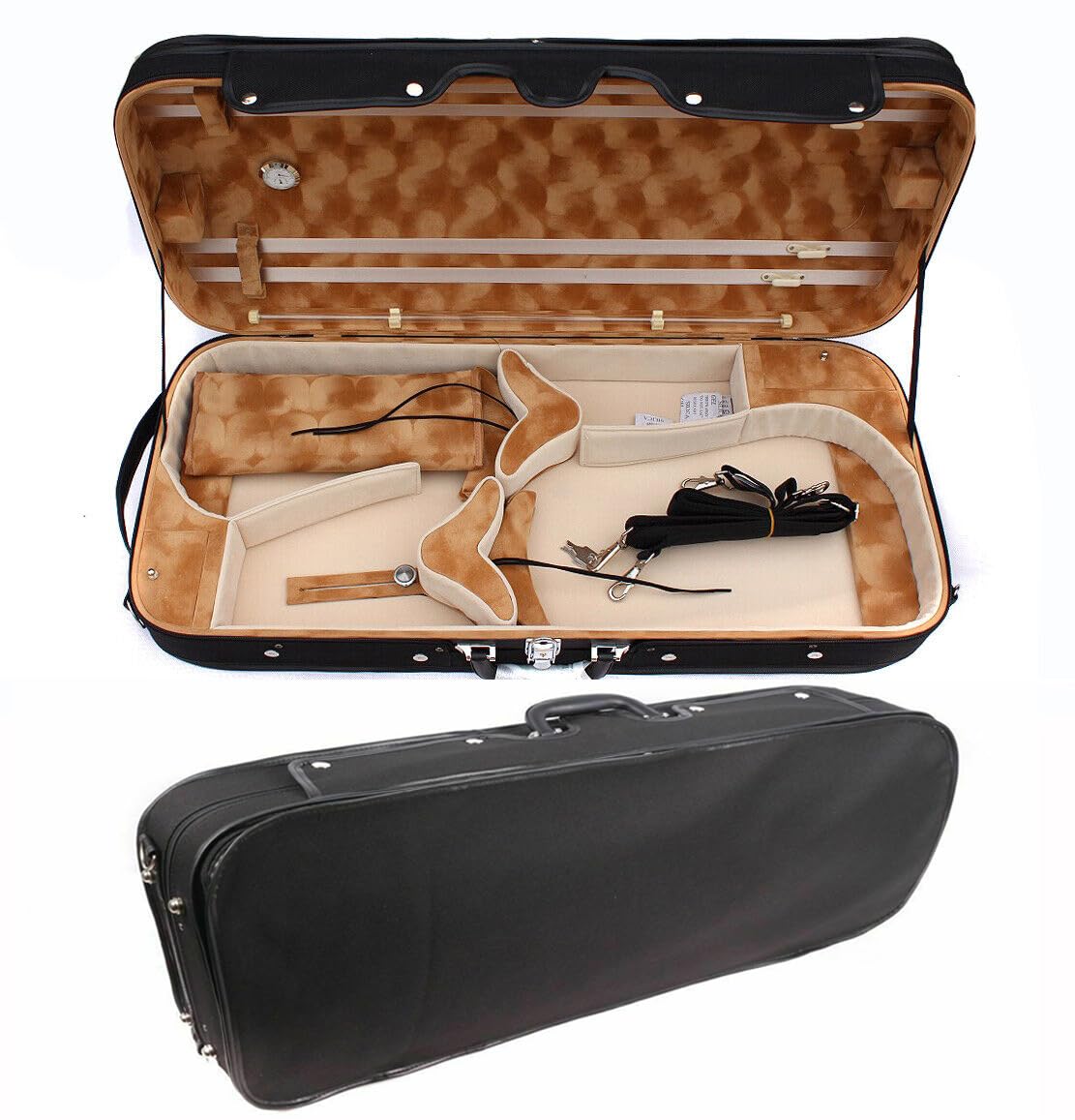 Adjustable Double Violin & Viola Case - Hard Shell Backpack with 4 Bow Holders & 2 Back Straps - Fits 2 Violins or 1 Violin & 1 Viola - Perfect for Music Students, Travel & Orchestra Performances