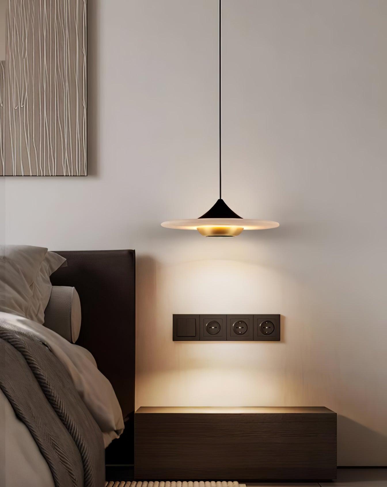 Modern UFO Flying Saucer Marble Pendant Light - Elegant Hanging Ceiling Lamp for Living Room, Dining Room, and Bedroom Decor