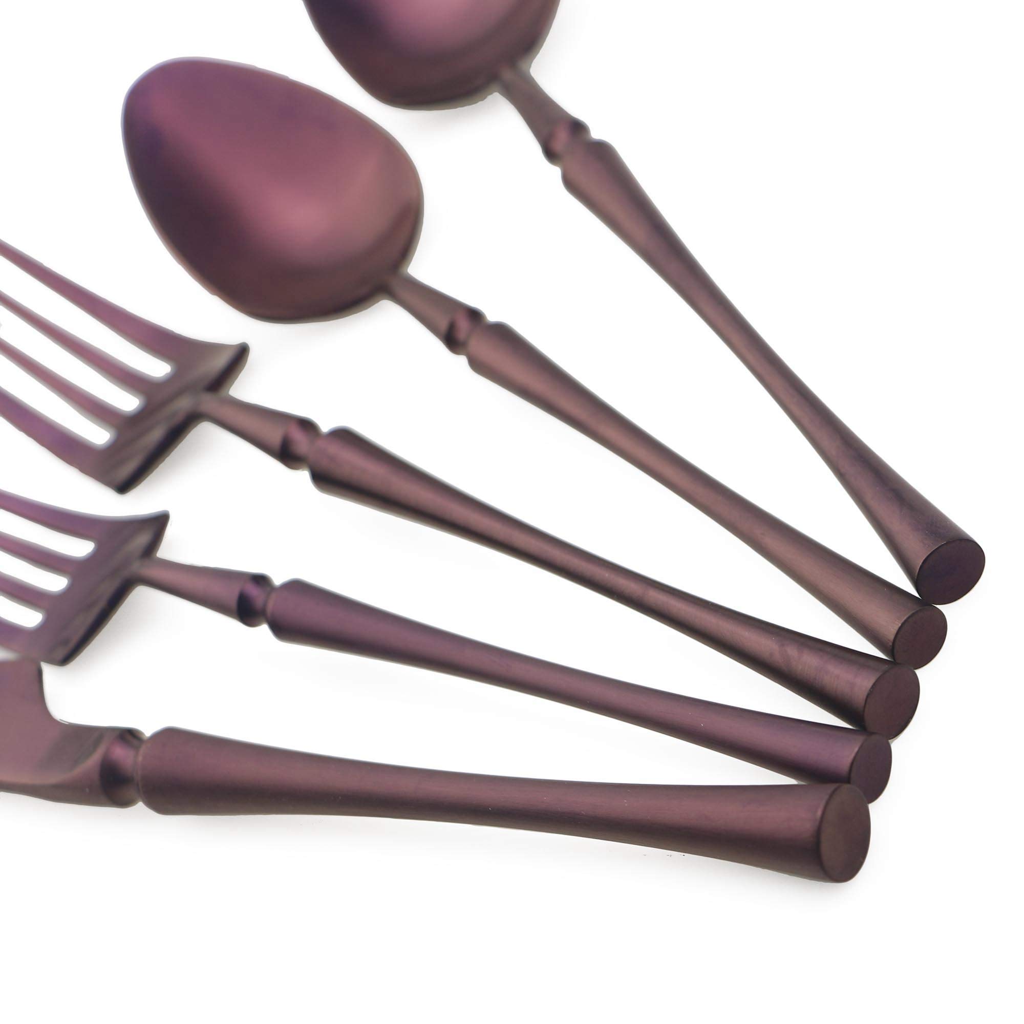 20-Piece Luxury 18/10 Stainless Steel Flatware Set - Matte Purple Silverware for Dining, Wedding & Gift - Durable Cutlery Set for Restaurants, Home & Special Occasions