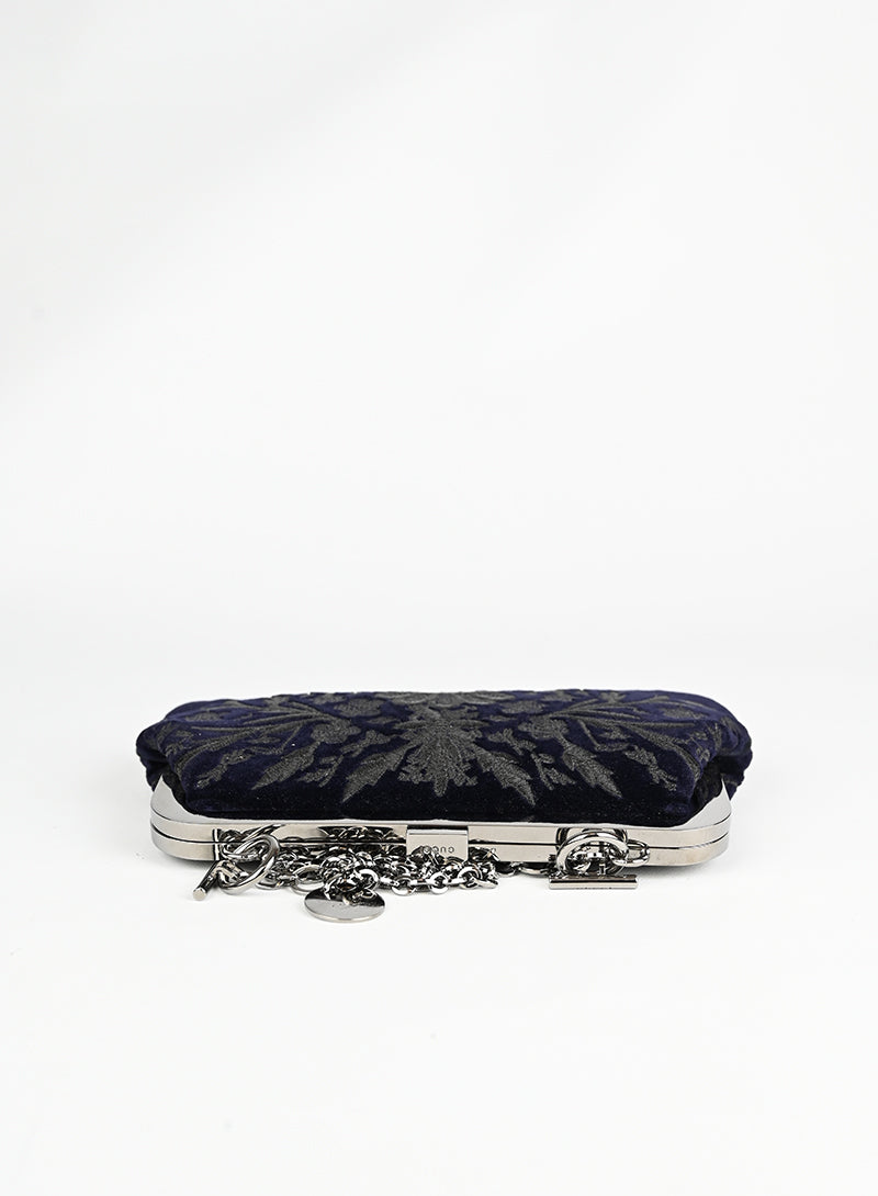 Gucci Embroidered Velvet Shoulder Bag in Blue - Perfect for Evening Events & Luxury Fashion Accessories