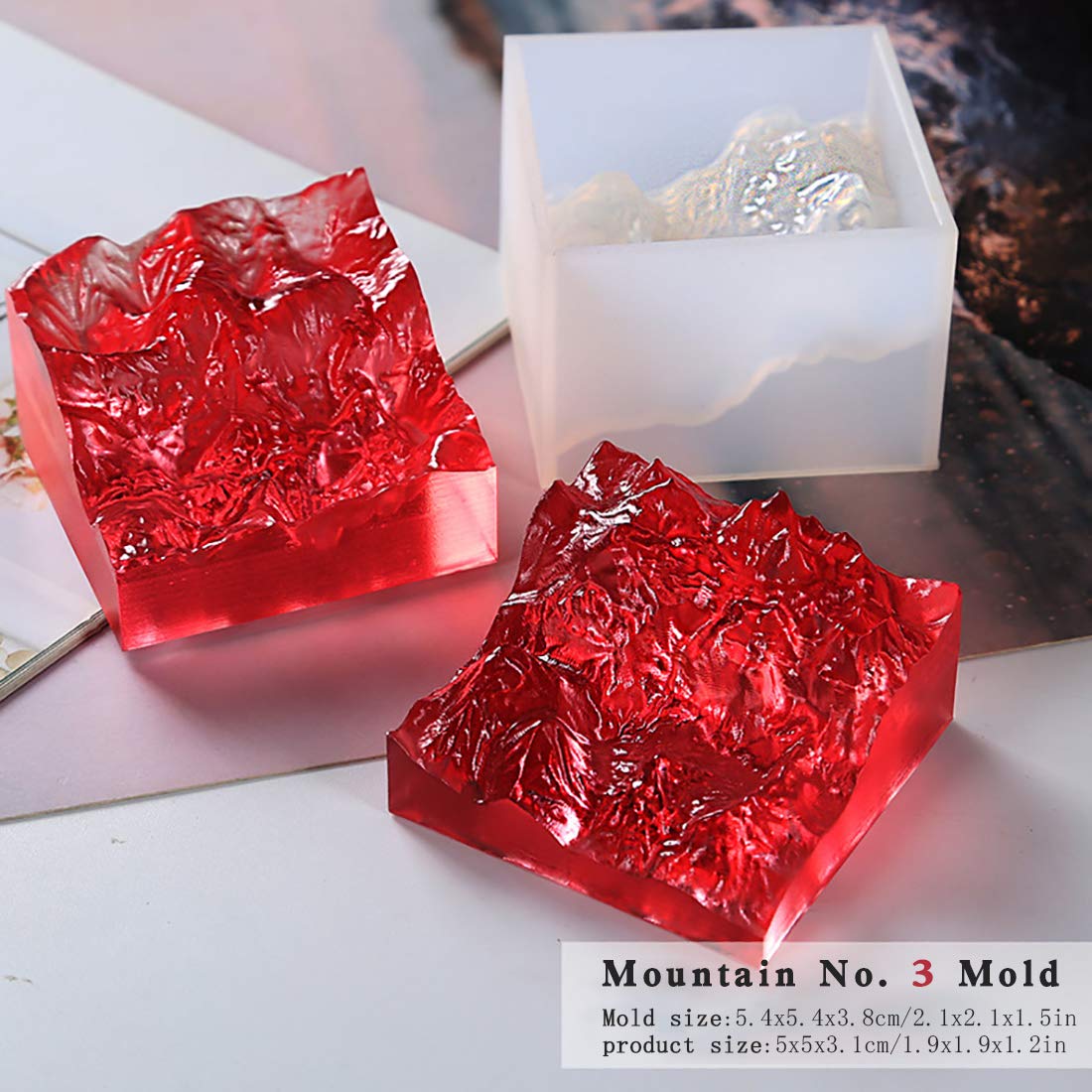 FineInno 3-Piece Mountain Resin Molds Set - Iceberg Silicone Molds for Epoxy Resin Casting, DIY Polymer Clay Crafts & Micro Landscape Art - Perfect for Paperweights, Home Decor & Gift Making