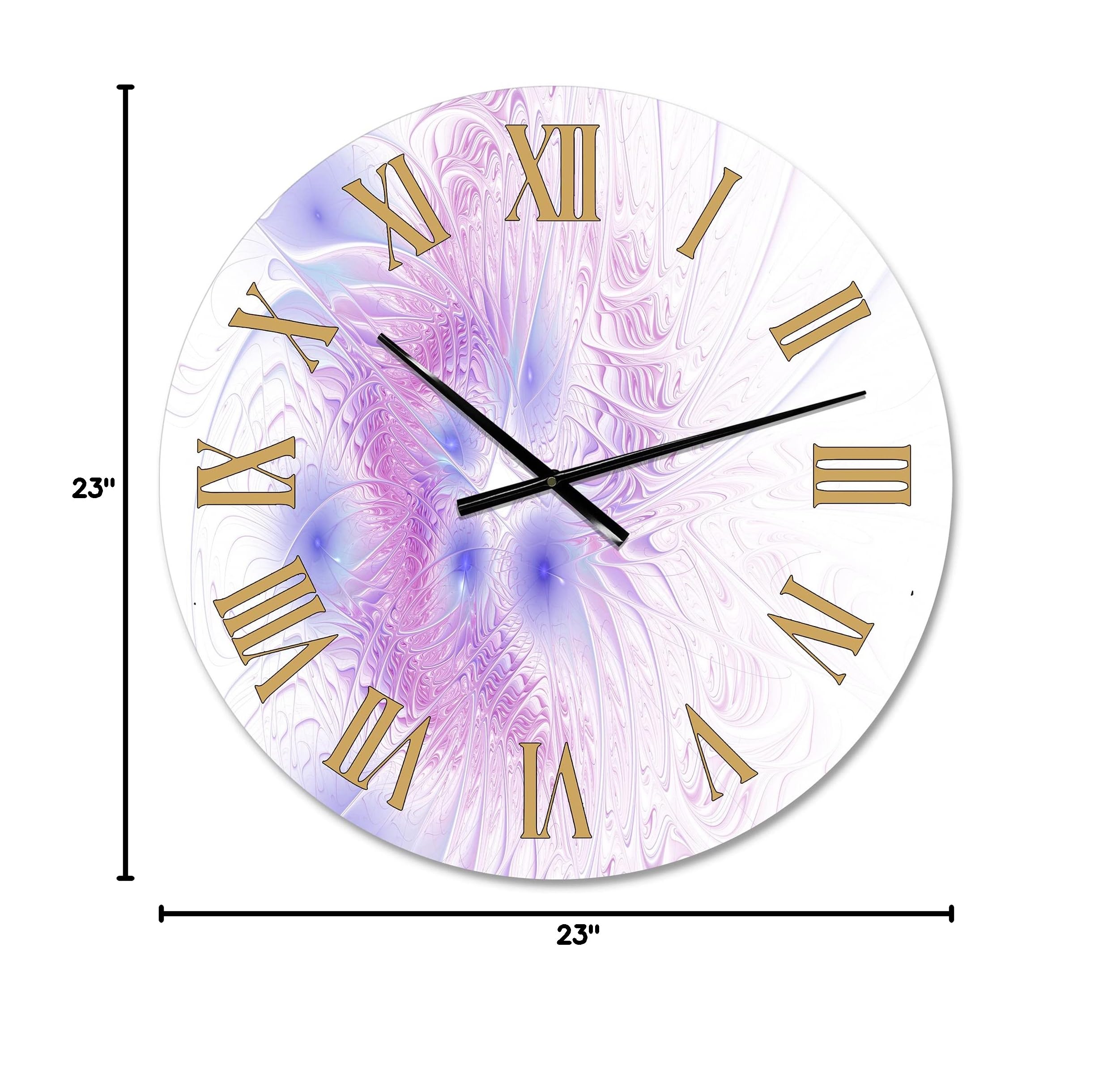 Floral Fractal II Modern Wall Clock - Large Decorative Clock for Living Room, Bedroom & Office - Silent Non-Ticking Home Decor