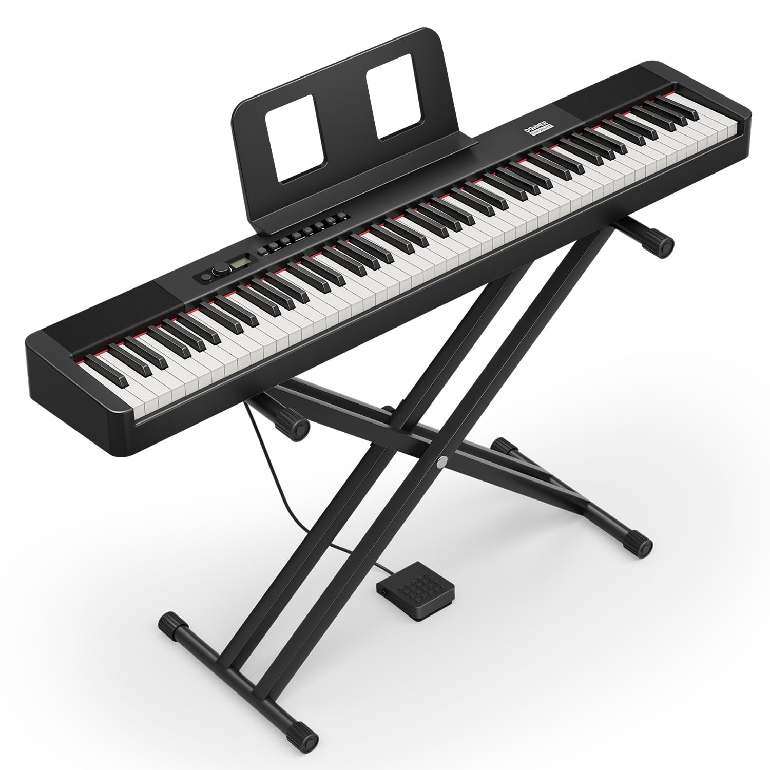 Donner DEP-20 Lite 88-Key Weighted Digital Piano for Beginners - Full Size Portable Electric Keyboard with Stand, Sustain Pedal & Stickers - Perfect for Home Practice, Studio Recording & Music Learning