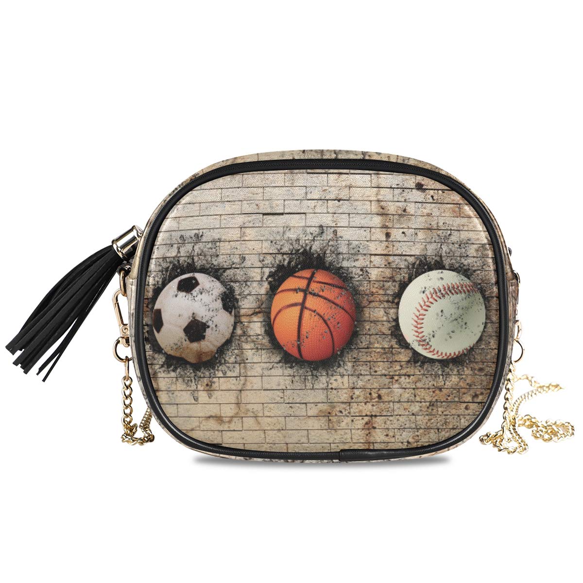 ALAZA Women's Fashion Crossbody Bag with Metal Chain Strap - Versatile Purse for Basketball, Football, Baseball Games, Travel & Shopping | Trendy Handbag for Sports Events, Daily Use & Outings