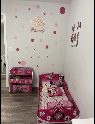 Polka Dot Wall Decals for Girls Room - Self-Adhesive Wall Decor Stickers in Light & Dark Pink - Nursery, Bedroom, Kids Room Art Decorations for Walls