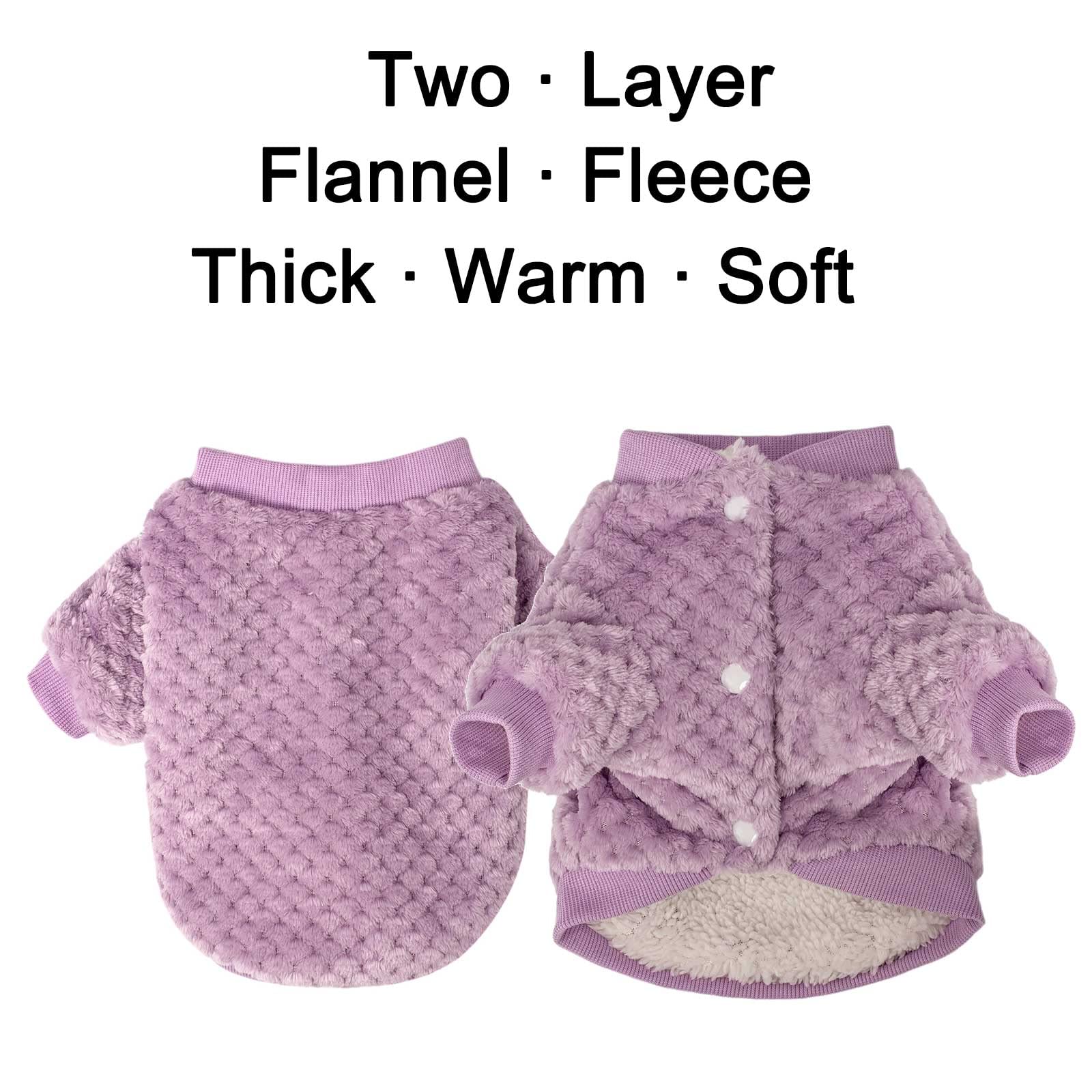 **POMIU Warm Soft Flannel Dog Sweater for Small & Medium Dogs or Cats - Cozy Pet Clothes for Winter, Dog Shirt Coat Jacket (Pink & Purple, Medium) - Perfect for Indoor & Outdoor Activities**