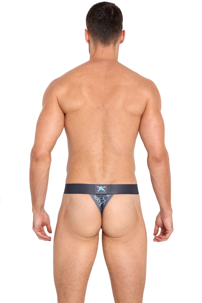 Outline Tossed Skulls Thong - Sexy Lingerie for Women, Comfortable Underwear with Skull Print, Perfect for Halloween, Valentine's Day & Intimate Moments