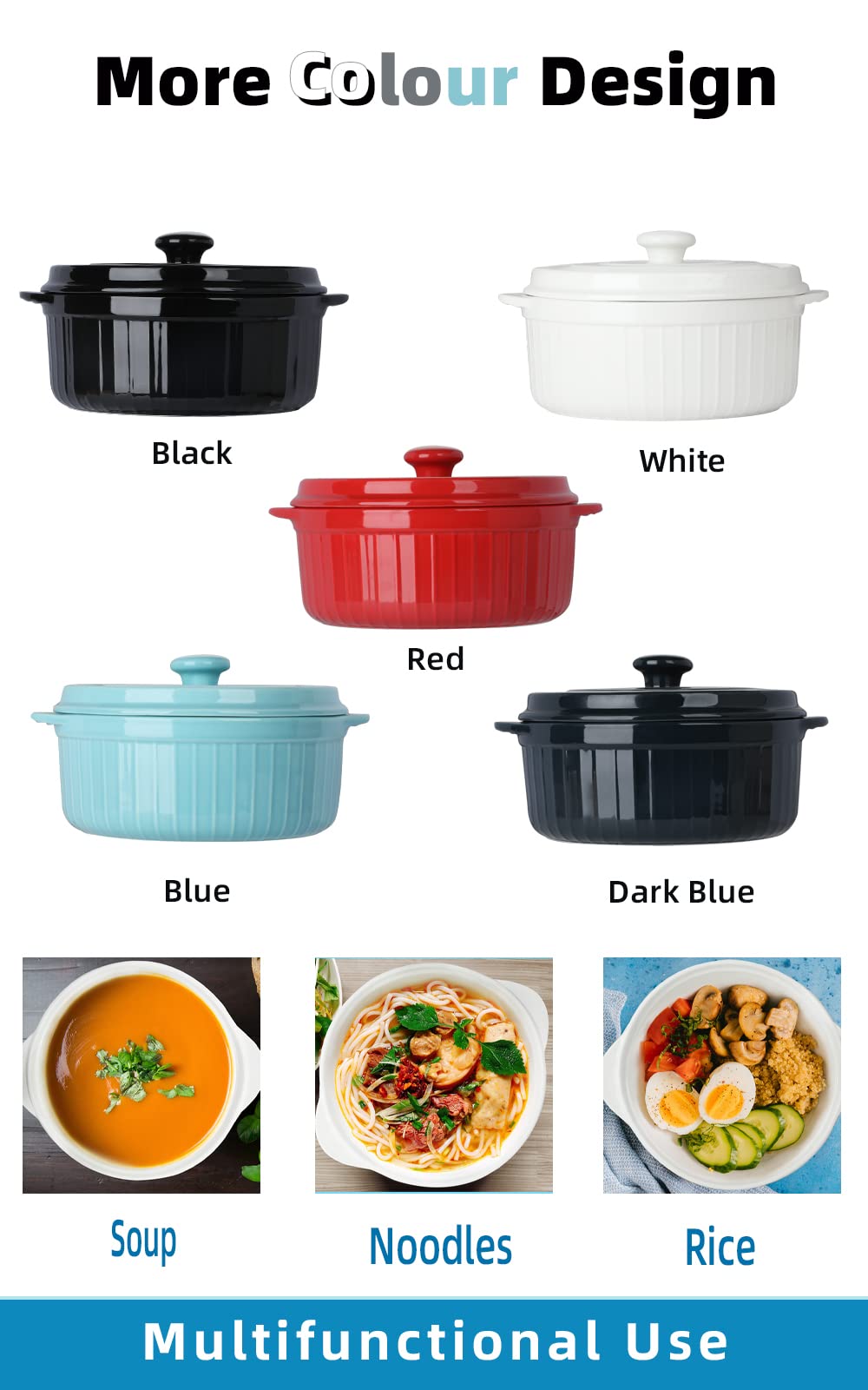 HAOTOP 2-Quart Ceramic Casserole Dish with Lid - Oven Safe Baking Dish for Lasagna, Soup & Stew - White Ceramic Cookware for Roasting, Baking & Serving (Perfect for Family Dinners & Holiday Meals)