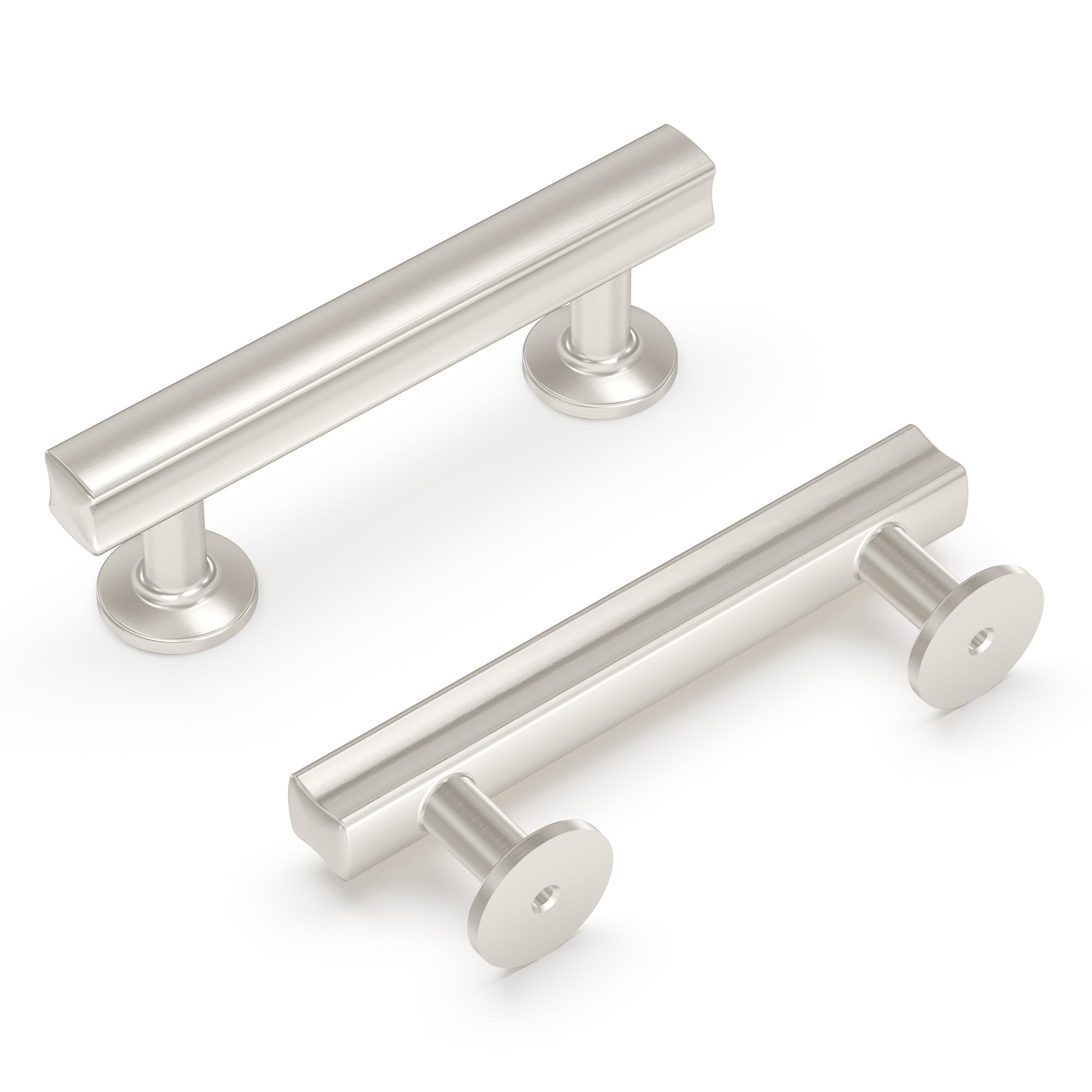 Hickory Hardware 10-Pack Solid Core Kitchen Cabinet Pulls - Premium Satin Nickel Drawer Handles for Cabinets, Dressers & Doors (3