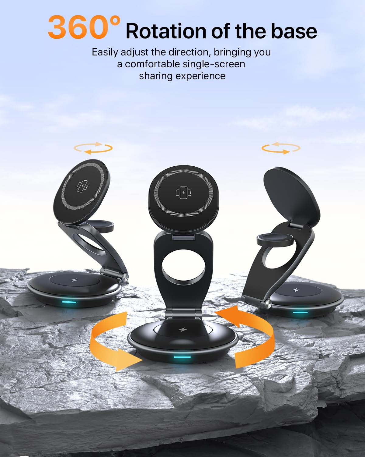EXW Travel Magnetic Wireless Charging Station for iPhone 16/15/14/13/12 Series, Apple Watch & AirPods - 30W Fast Charger Included | Portable Foldable Magsafe Charger for Multiple Apple Devices | Perfect for Travel, Office & Home Use