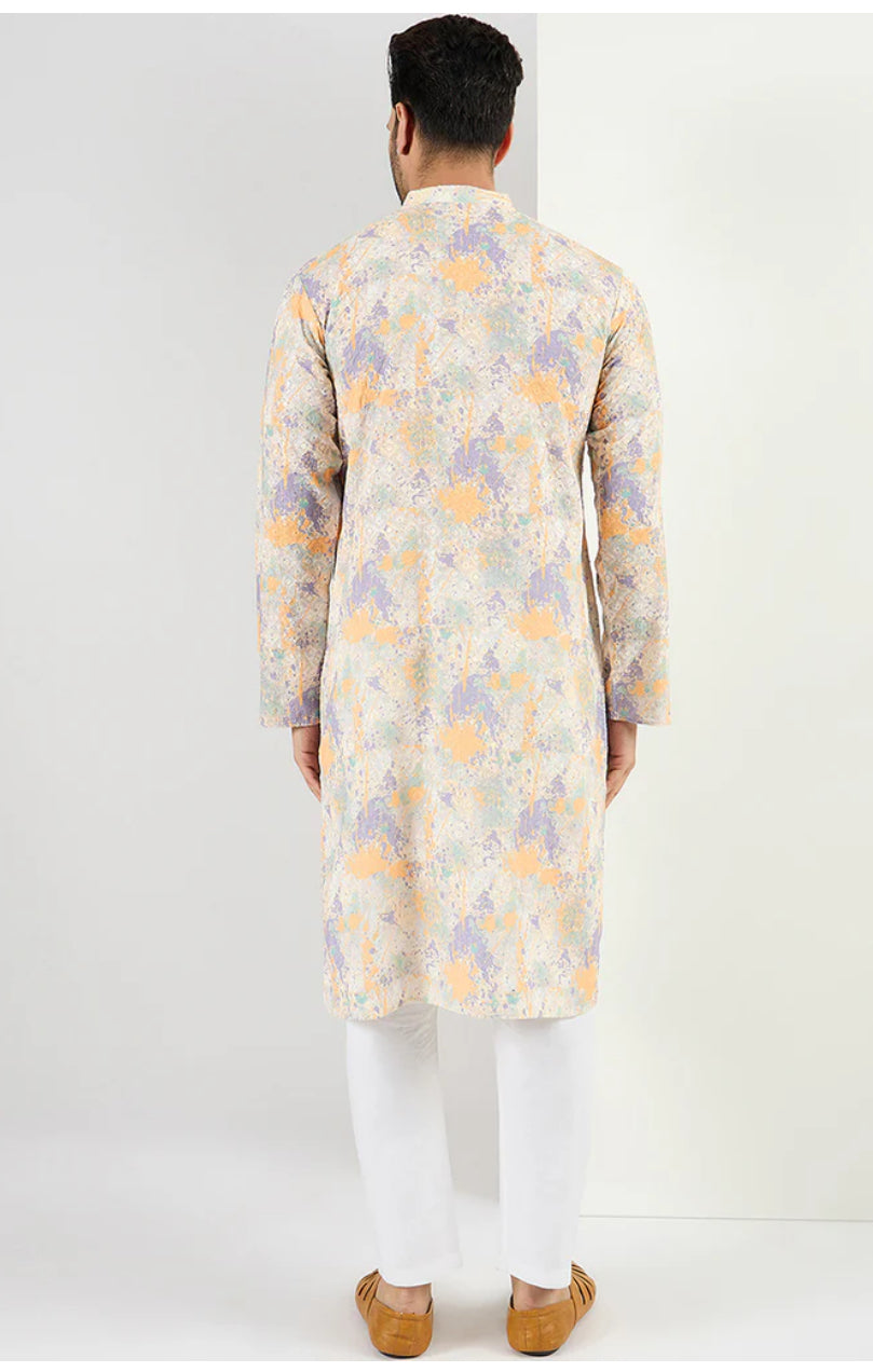 Off White Abstract Embroidered Chikankari Straight Kurta for Women | Traditional Indian Ethnic Wear | Perfect for Festivals, Weddings & Casual Outings