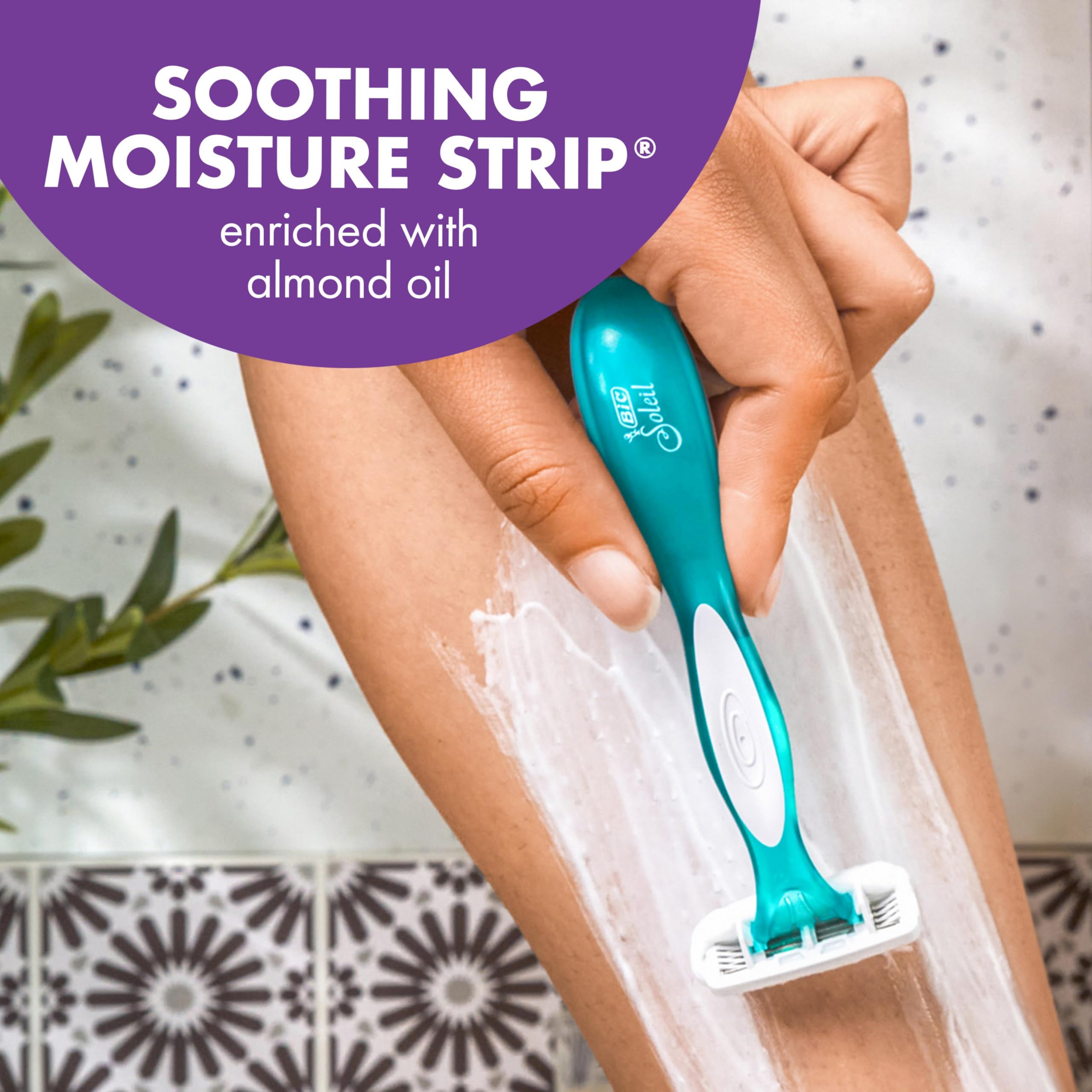 BIC Soleil Escape Women's Disposable 4-Blade Razors for Smooth Shaving - Lavender & Eucalyptus Scented Handles - 4-Pack - Perfect for Bikini Line, Legs & Underarms Shaving at Home or Travel