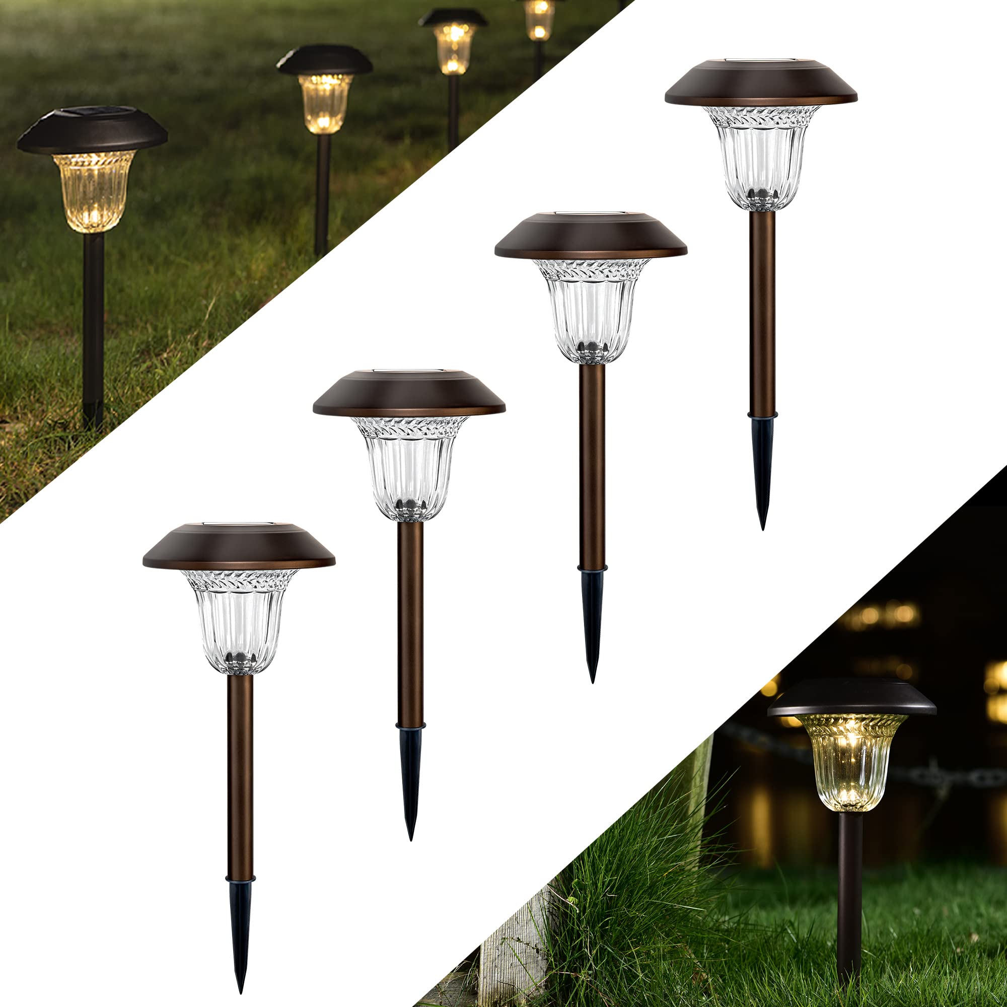 SOLPEX 4 Pack Solar Pathway Lights - High Lumen Waterproof Outdoor Solar Garden Lights with Warm White LED for Driveway, Walkway, Lawn & Landscape - Perfect for Patio, Backyard, Garden Decor & Night Safety Lighting