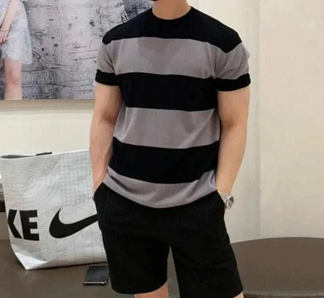 Antonio's Striped O-Neck Summer T-Shirt for Men - Casual Comfort Short Sleeve Top for Beach, Vacation & Everyday Wear