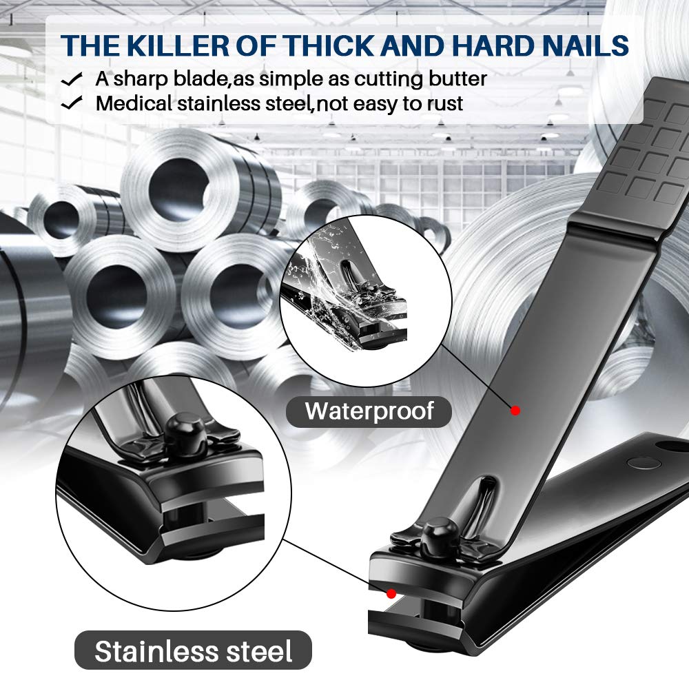 Premium Stainless Steel Nail Clipper Set - 16PCS Manicure Pedicure Kit with Nail Cutter, Scissors, Files & Leather Case for Home, Travel & Salon Use - Ideal Gift for Women & Men
