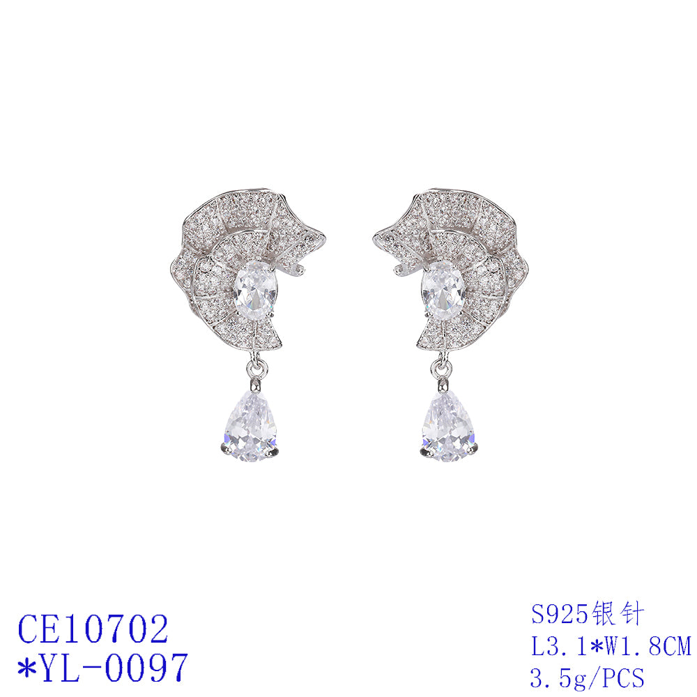 Elegant Cubic Zirconia CZ Dangle Earrings for Women - Perfect Bridal Jewelry & Wedding Accessories - CE10702 - Ideal for Weddings, Parties, and Special Occasions