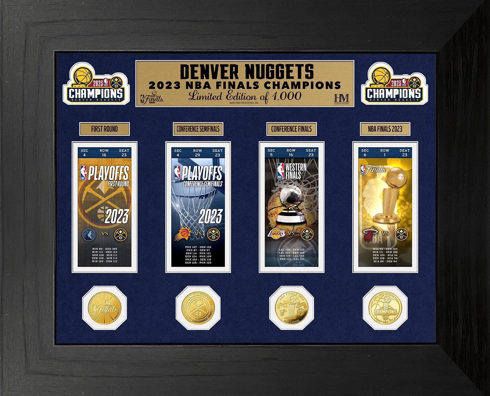 Denver Nuggets 2023 NBA Champions Commemorative Ticket Photo - Mint Condition Collectible for Basketball Fans, Sports Memorabilia Display, and Man Cave Decor
