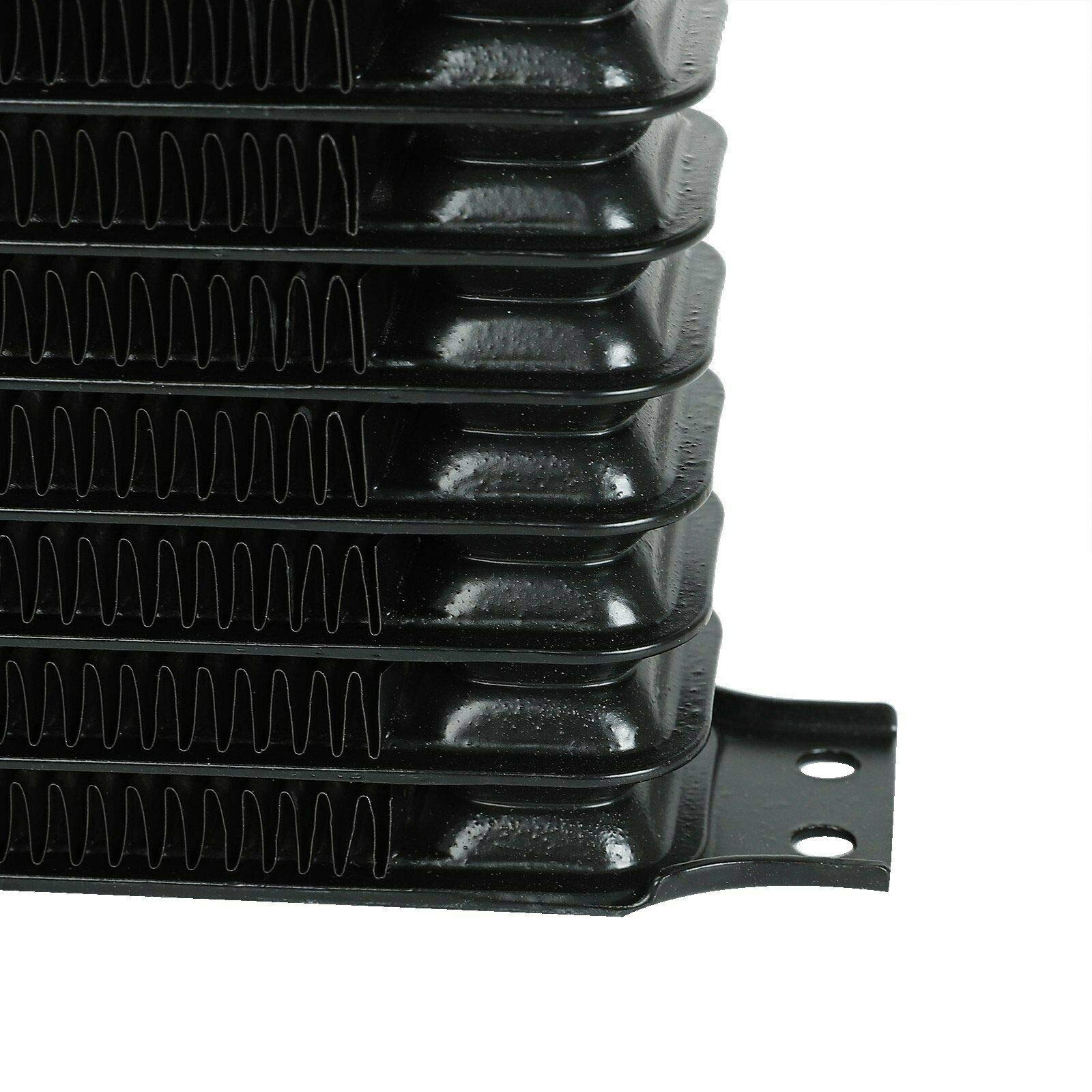 15 Row Black Aluminum Auto Engine Transmission Oil Cooler Kit with 10AN Hose End Fittings, 8