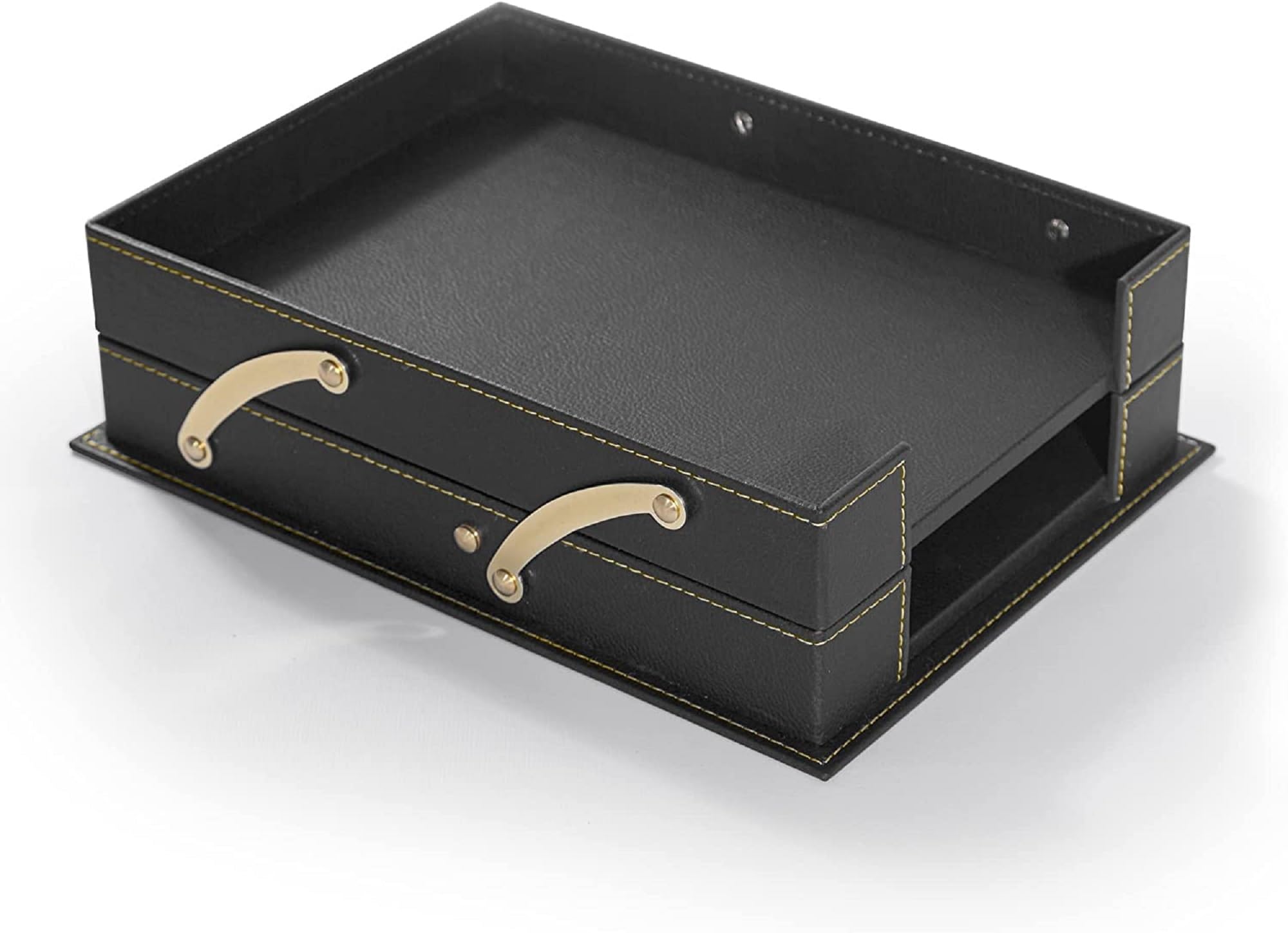 Premium MOOGCO Bonded Leather Desk Organizer Set - Stylish Office & Home Desk Accessories with Pen Holder, File Organizer & Notepad - Perfect for Workspace Organization, Executive Gifts & Home Office Decor