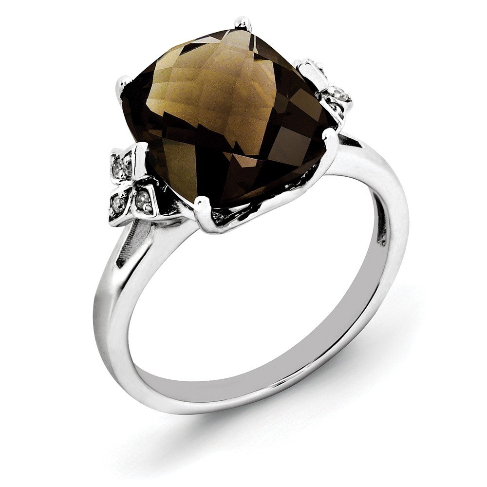 925 Sterling Silver Smoky Quartz & Diamond Engagement Ring 5.49ct - Vintage Style Wedding Band for Women, Perfect for Proposals, Anniversaries & Romantic Occasions