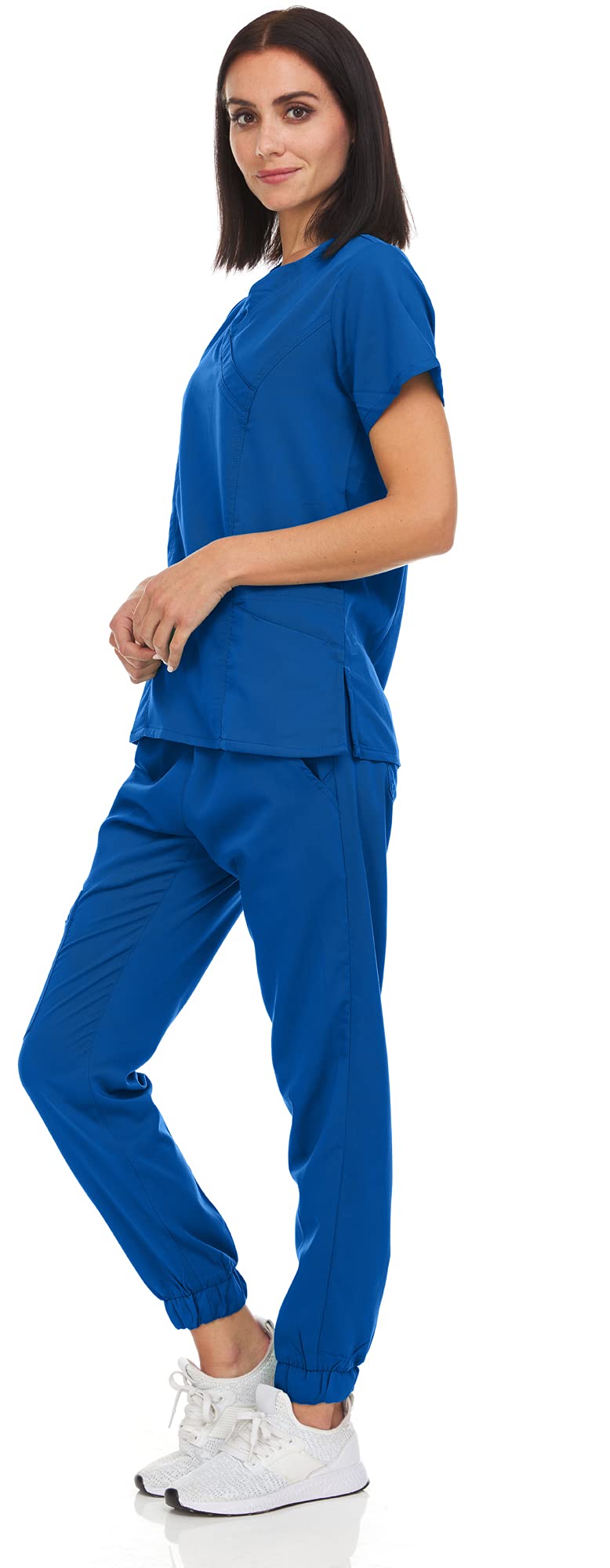 MediChic Women's Stretch V-Neck Jogger Scrubs Set - 12+ Colors | Comfortable Medical Uniform for Nurses & Healthcare Professionals