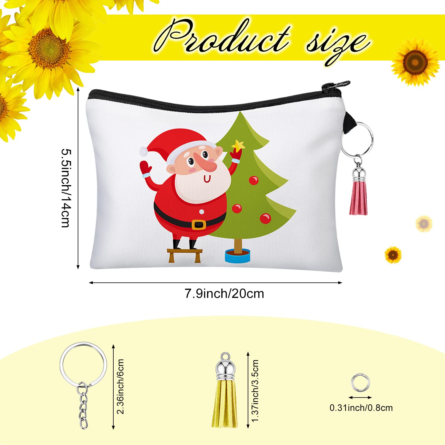 8-Piece DIY Sublimation Cosmetic Bags Set with Zipper - Heat Transfer Makeup Pouch, Keychains & Tassels for Crafts, Back to School Gifts | Perfect for Personalization, DIY Projects & Party Favors