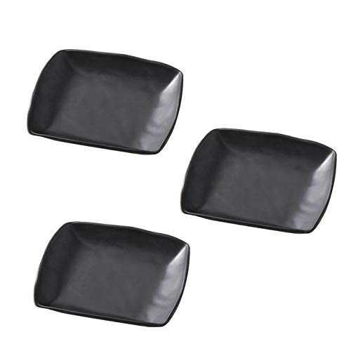 3-Pack 7-Inch Black Matte Melamine Plates - Durable Salad & Dinner Dishes for Everyday Use, Outdoor Picnics, and Party Serving