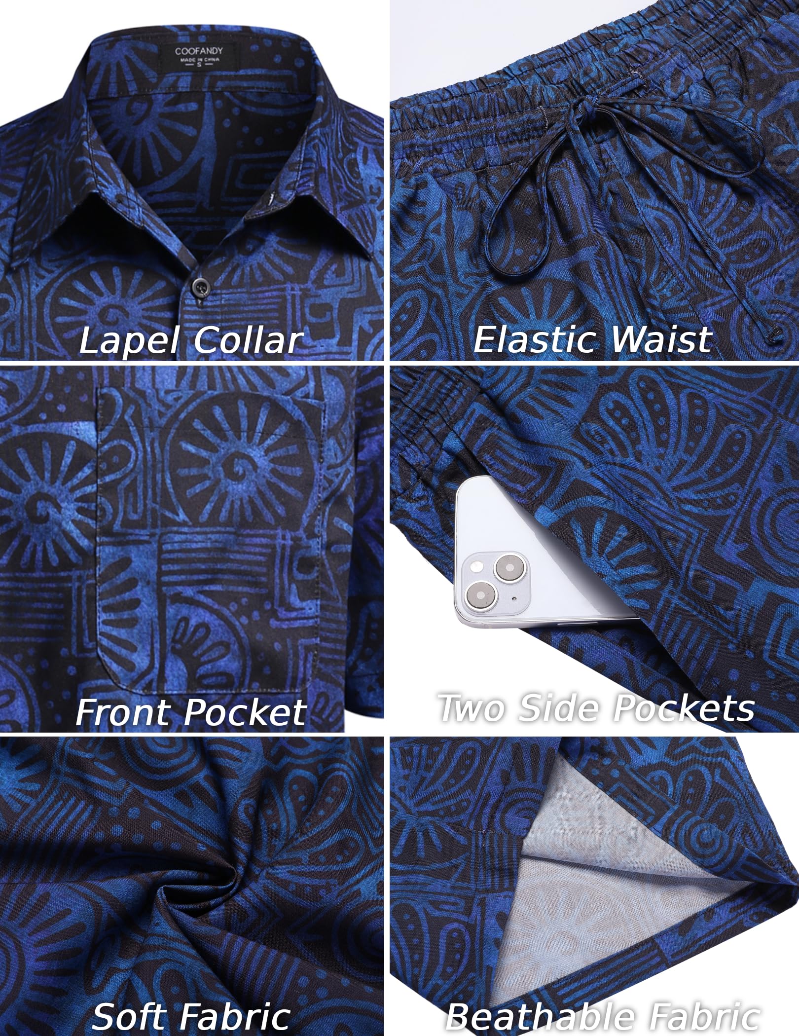 COOFANDY Men's Hawaiian 2-Piece Outfit Floral Matching Summer Beach Shirt & Shorts Set | Tropical Vacation Wear for Pool Party, Beach Getaway & Casual Outings
