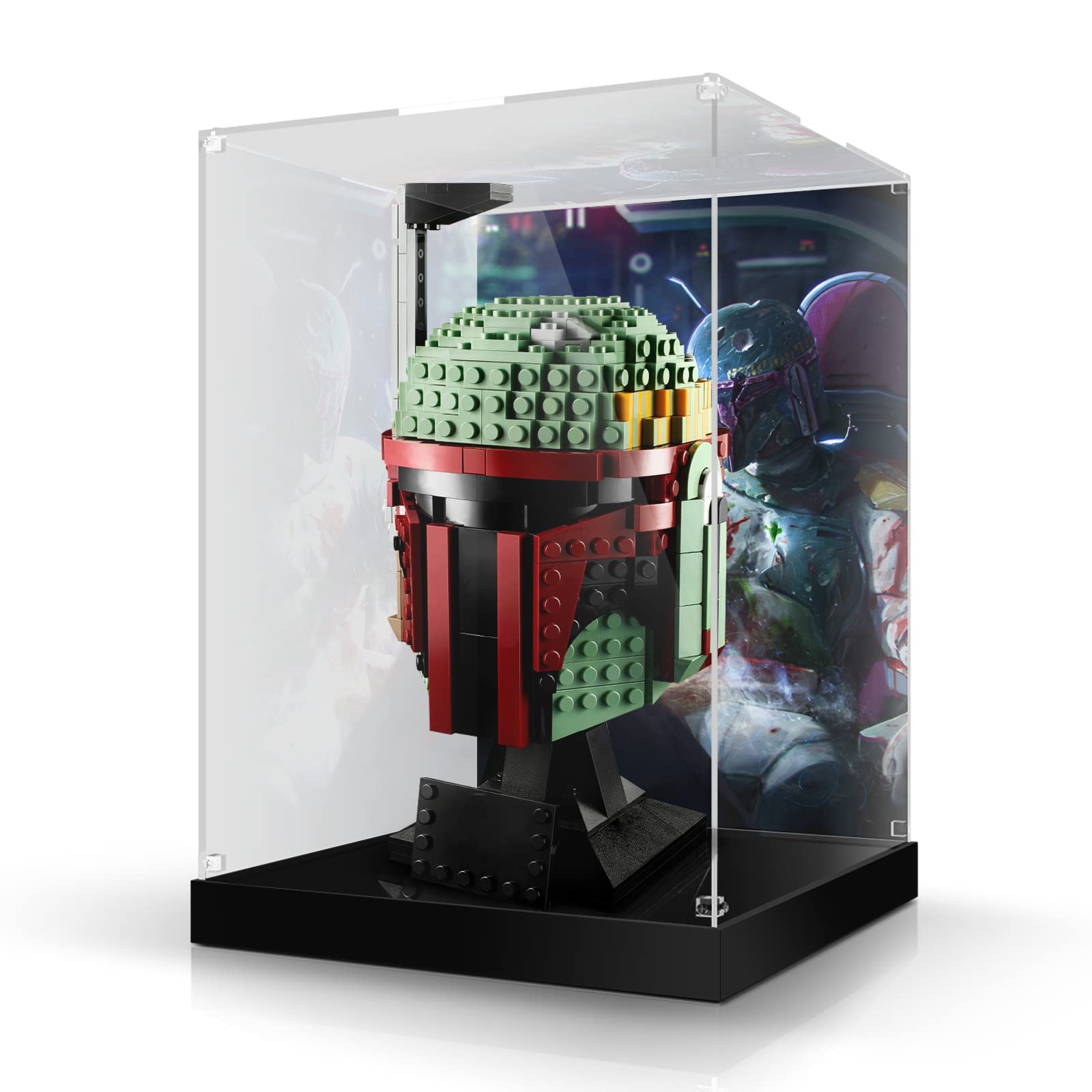 Vaodest 3MM HD Clear Acrylic Display Case for Lego Boba Fett 75277 Helmet - Dustproof Protection Box for Star Wars Collectibles | Perfect for Showcasing & Preserving Lego Sets in Home Office or Game Room