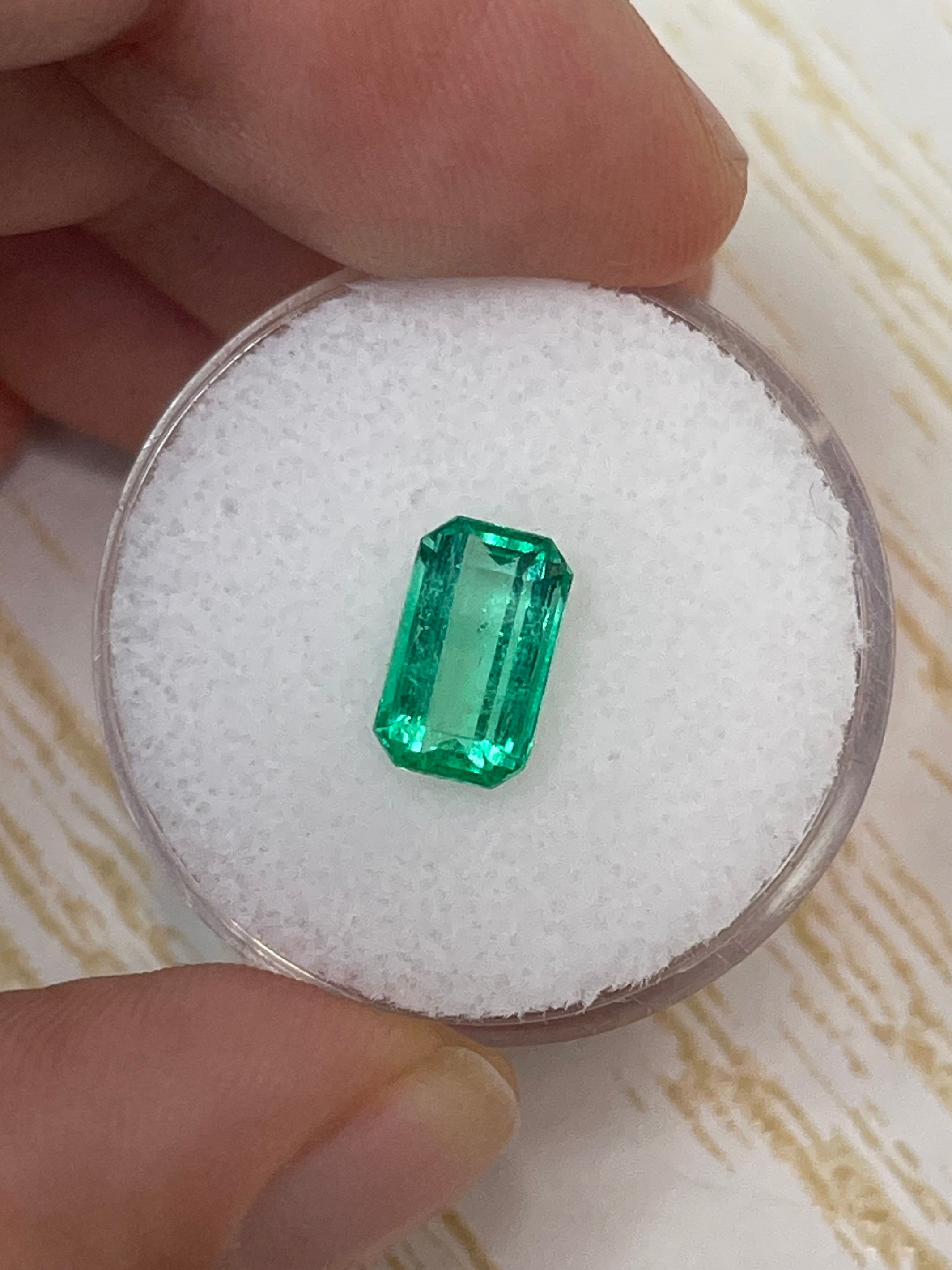 1.68 Carat 9x6mm Yellowish Green Natural Loose Colombian Emerald - Emerald Cut Gemstone for Jewelry Making, Engagement Rings & Collector's Specimen