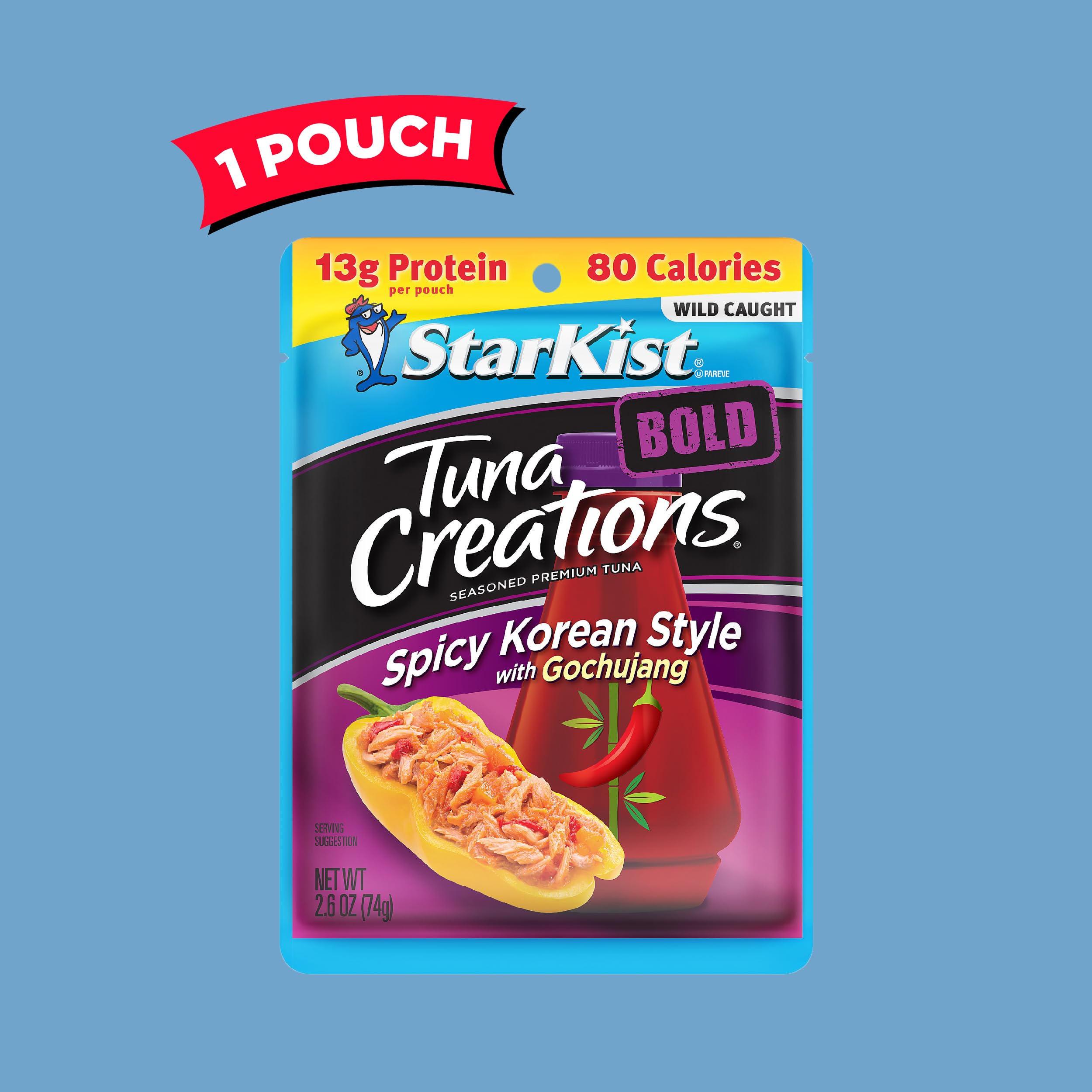 StarKist Tuna Creations BOLD Spicy Korean Style with Gochujang - 2.6 oz Pouch (Pack of 12) | Premium Flaked Tuna in Convenient Pouch | Perfect for Salads, Sandwiches & Quick Meals