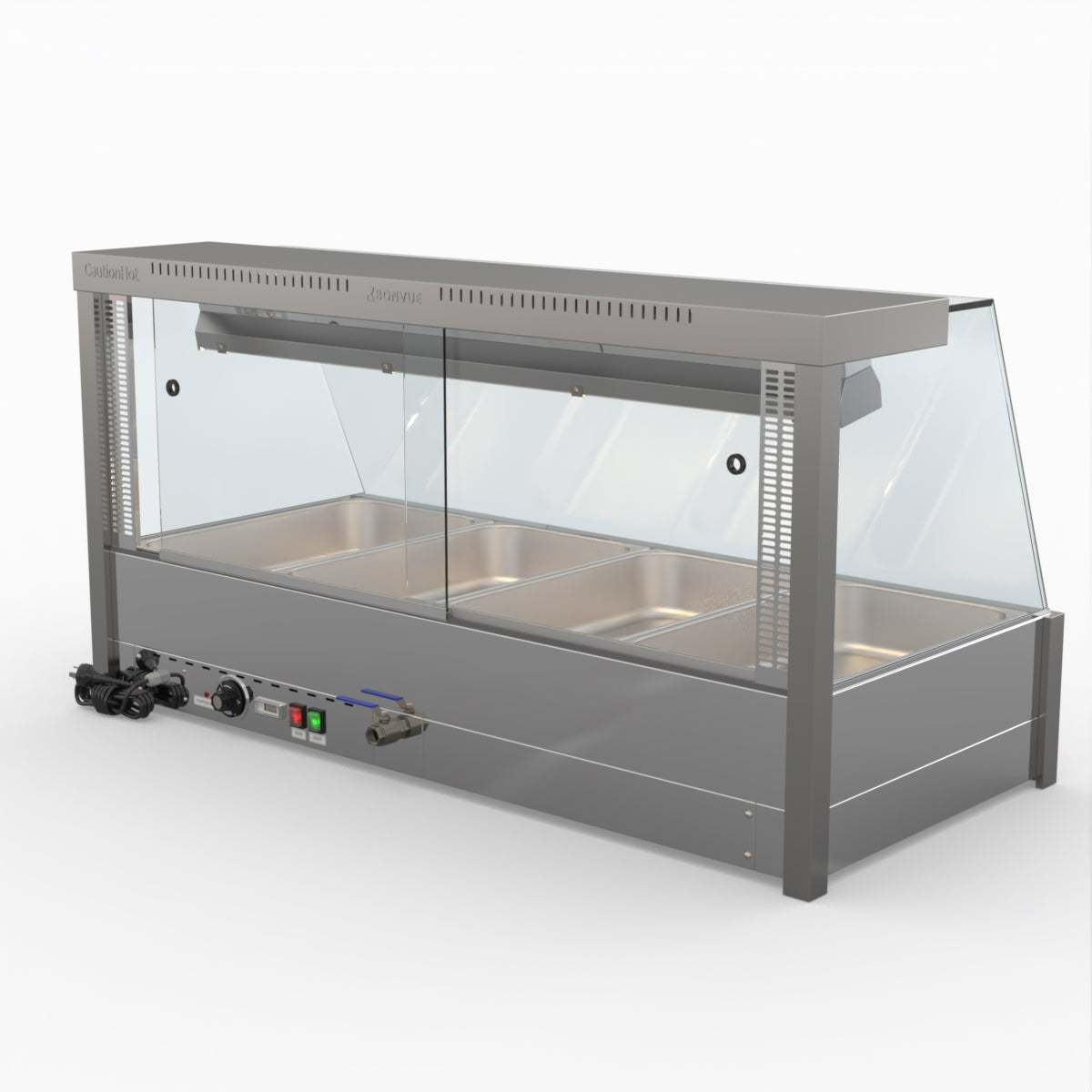 Bonvue BM14TC Angled Countertop Wet and Dry Bain Marie Food Warmer - Perfect for Restaurants, Buffets & Catering Events