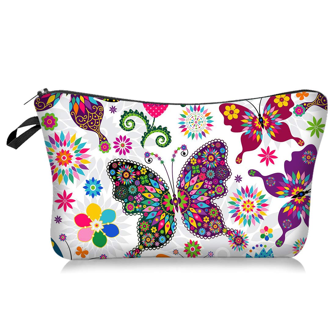 FITINI Waterproof Makeup Bag with Butterflies - Small Travel Cosmetic Organizer Pouch for Women & Girls - Zippered Toiletry Storage Clutch Purse - Perfect for Travel, Gym, and Daily Essentials