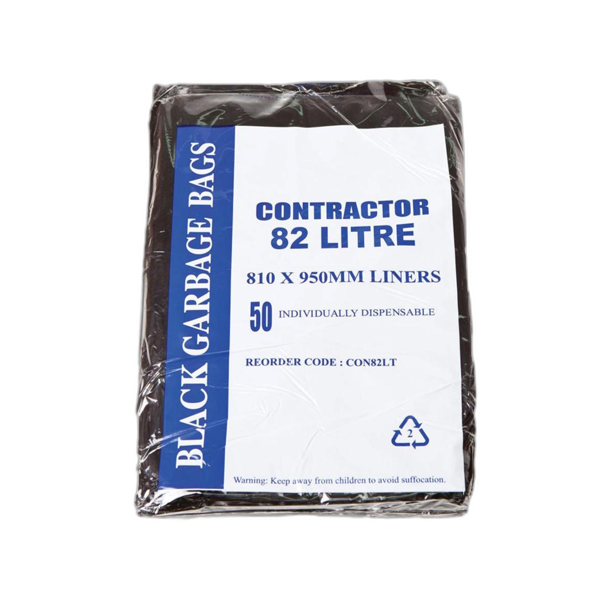 82Lt Heavy Duty Black Trash Bags for Contractors - Extra Thick Garbage Bags for Construction Sites, Home Renovation & Commercial Use