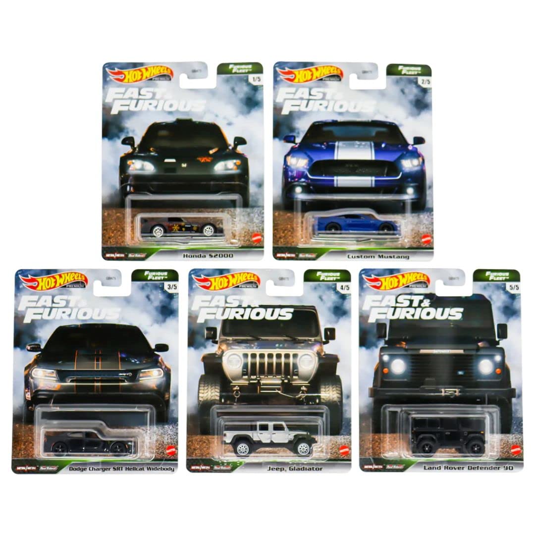 Hot Wheels Premium Fast & Furious 5-Piece Diecast Car Collection (GBW75-956N) - Movie-Inspired Toy Cars for Kids & Collectors - Perfect for Play, Display & Gifting