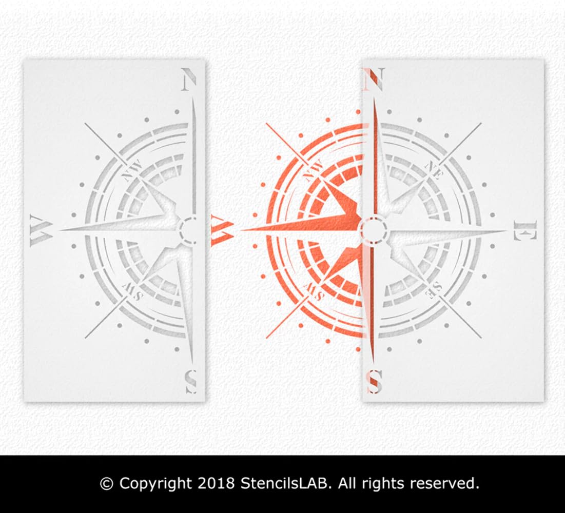Traveler Compass Rose Stencil - Reusable Painting Stencil for DIY Crafts, Wood Signs, and Wall Art - Perfect for Home Decor, Scrapbooking, and Map Making Projects