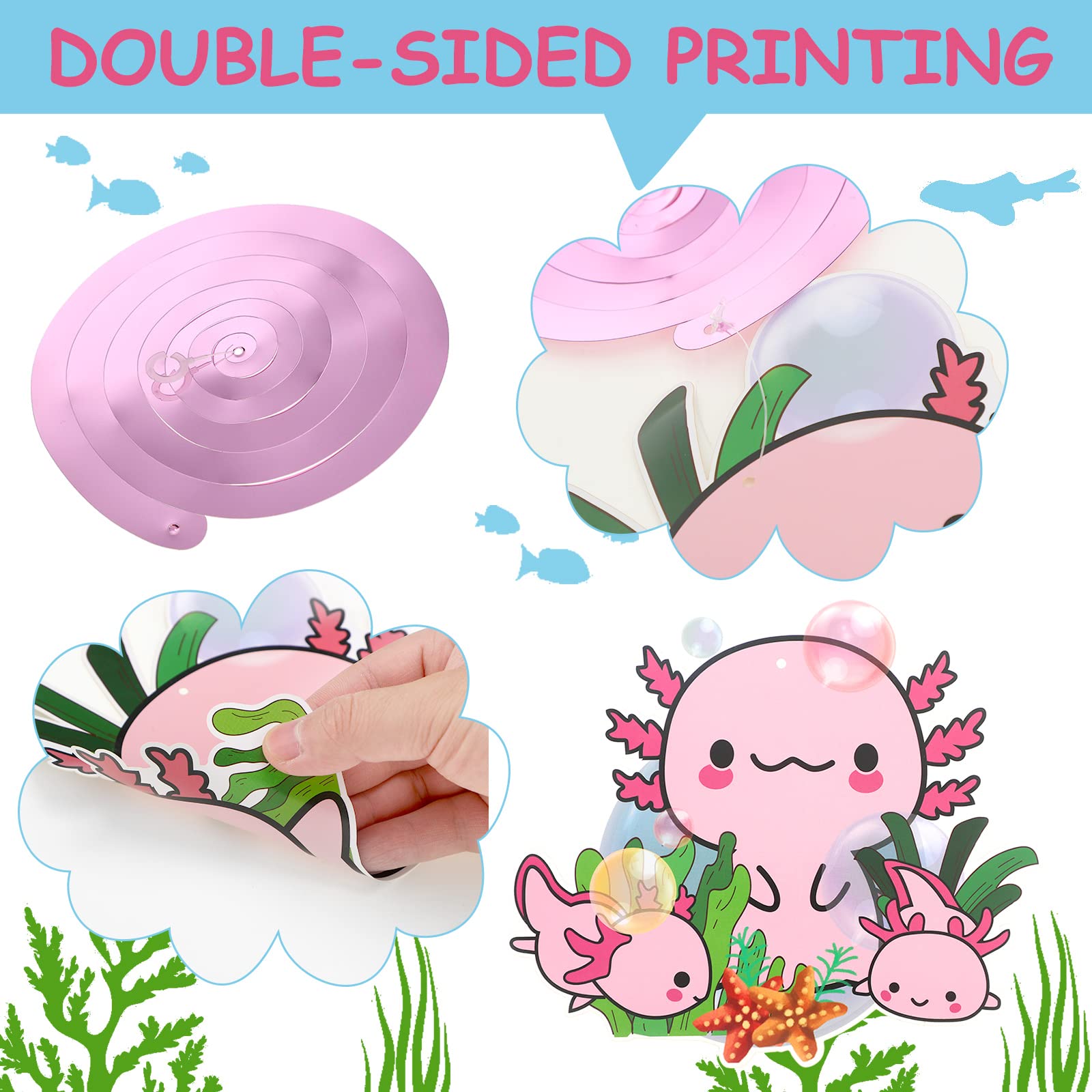 30 Pcs Cute Axolotl Hanging Swirls - Whimsical Party Decorations for Birthday Celebrations, Animal-Themed Events & Axolotl Fans - Perfect Ceiling Decor for Kids Room, Baby Showers & Themed Parties (Boys & Girls)