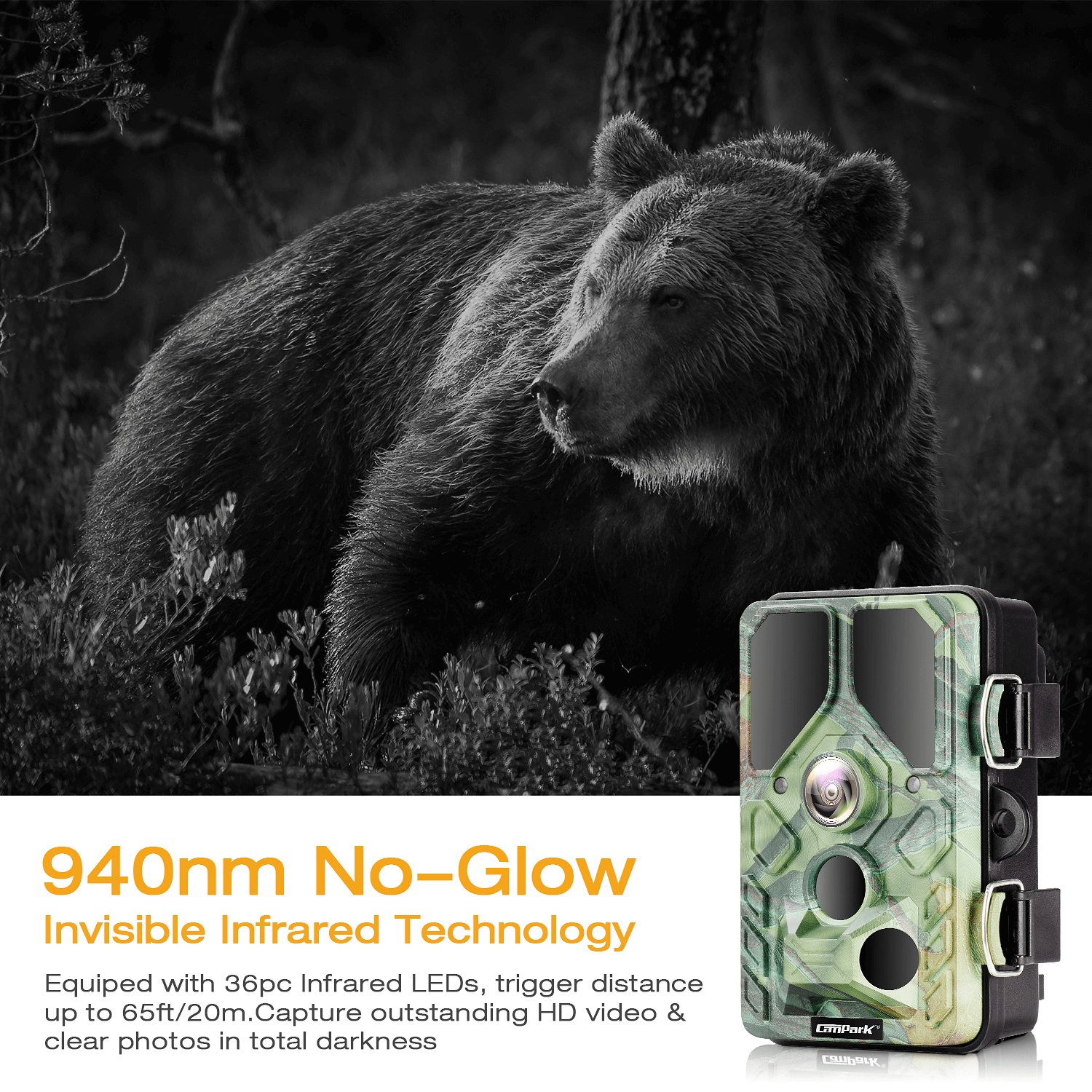 Campark T85 24MP 1296P HD WiFi Bluetooth Trail Camera - Waterproof Night Vision Hunting Game Camera for Wildlife Monitoring & Outdoor Security (Ideal for Deer Hunting, Backyard Surveillance & Nature Photography)