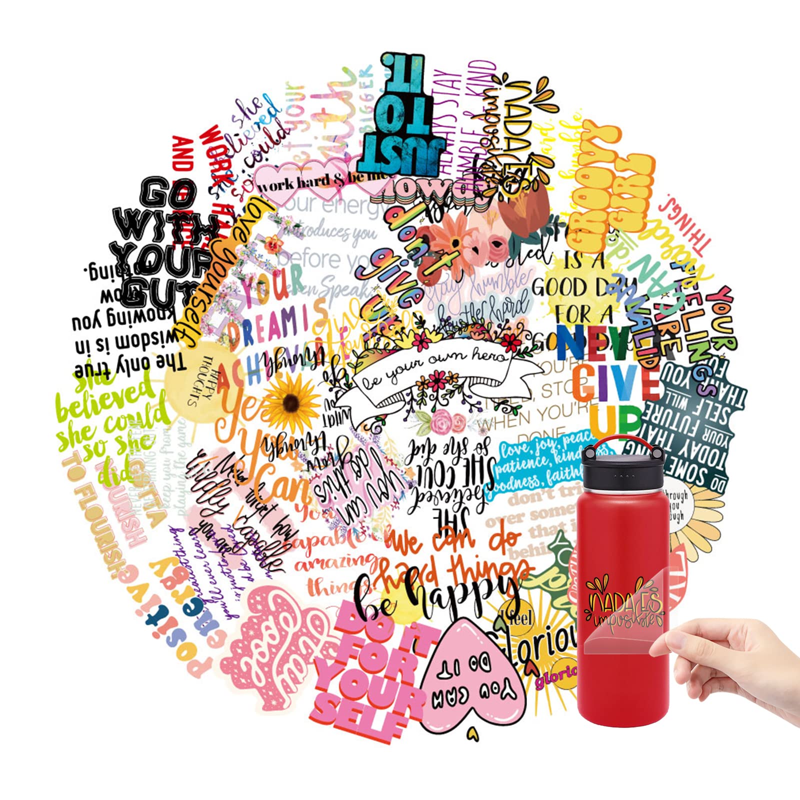 50 PCS Motivational Rub-On Transfer Stickers - Inspirational Words for Kids, Teens & Students - Die-Cut Decorative Stickers for Crafts, Water Bottles, Helmets & Furniture - Perfect for DIY Projects, School Supplies & Home Decor