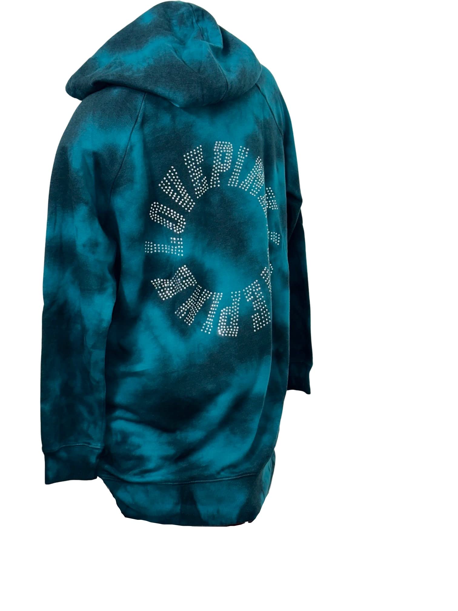 Victoria's Secret Pink Oversized Tie Dye Hoodie Dress with Rhinestones - Green Shine Medium Size | Cozy Loungewear & Casual Streetwear Fashion for Women