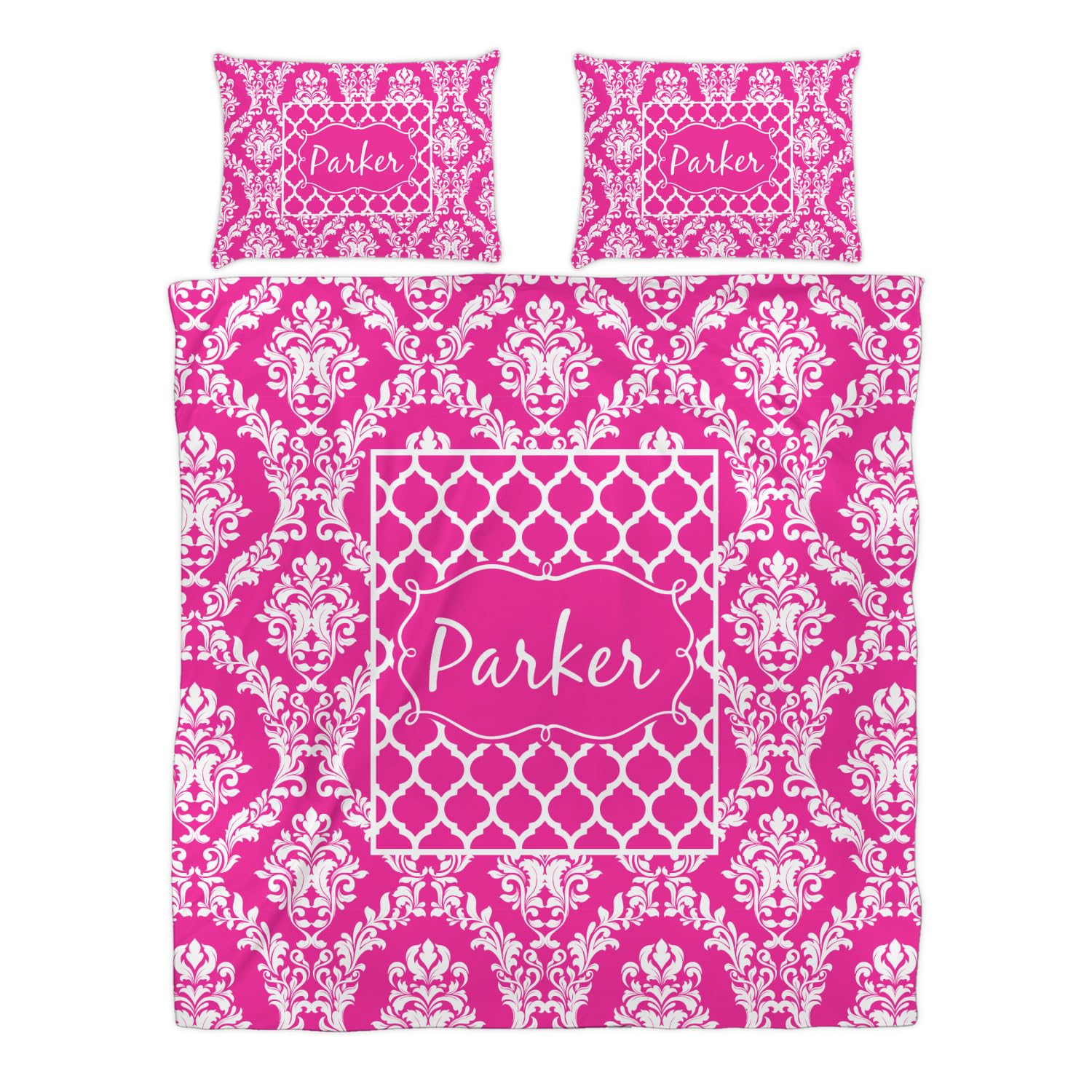 Personalized Moroccan & Damask Duvet Cover Set - Full/Queen Size Luxury Bedding - Perfect for Master Bedroom, Guest Room & Airbnb Decor