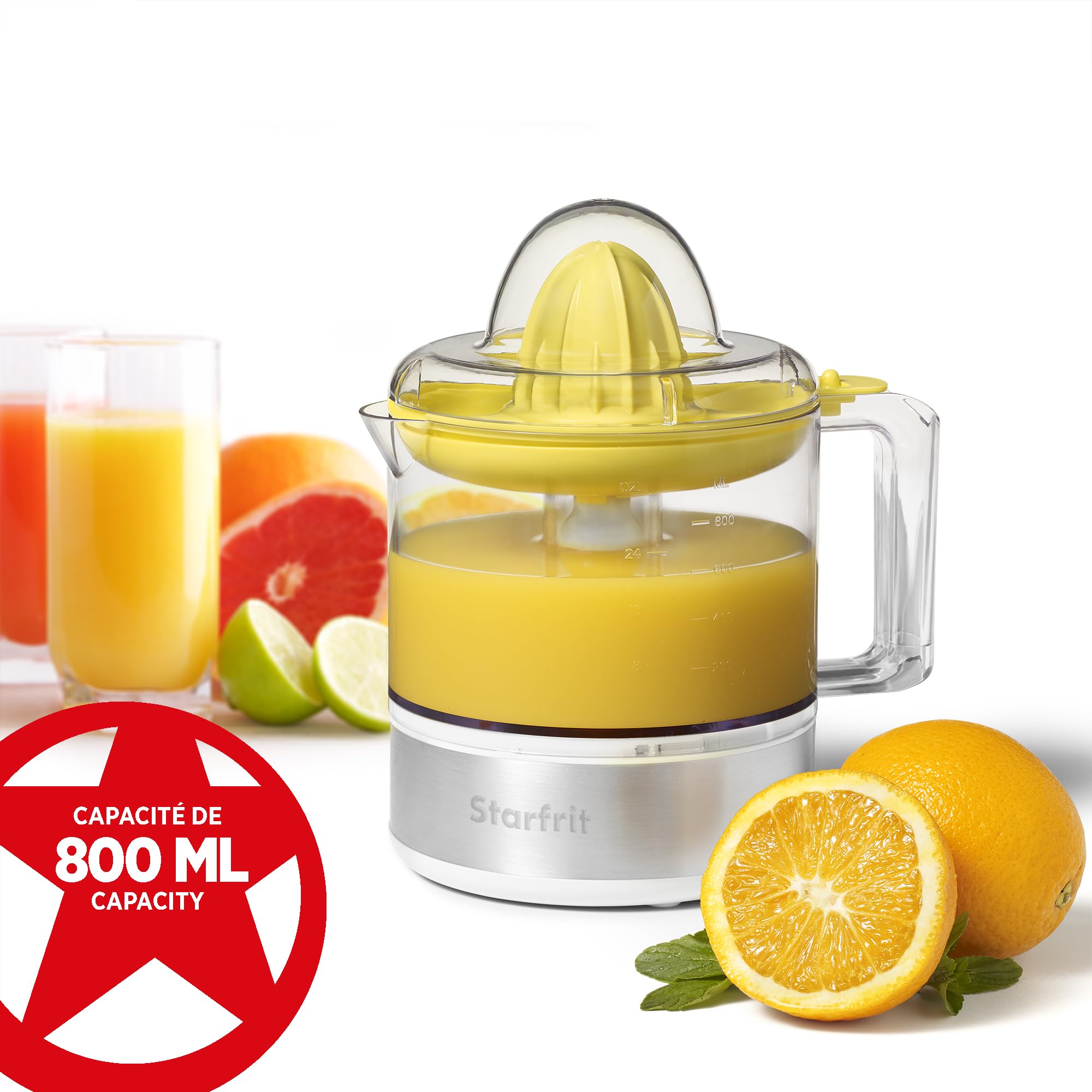 Starfrit Electric Citrus Juicer - Automatic Orange Lemon Lime Squeezer with High Yield - Perfect for Fresh Juice, Cocktails & Healthy Drinks at Home, Restaurants or Bars