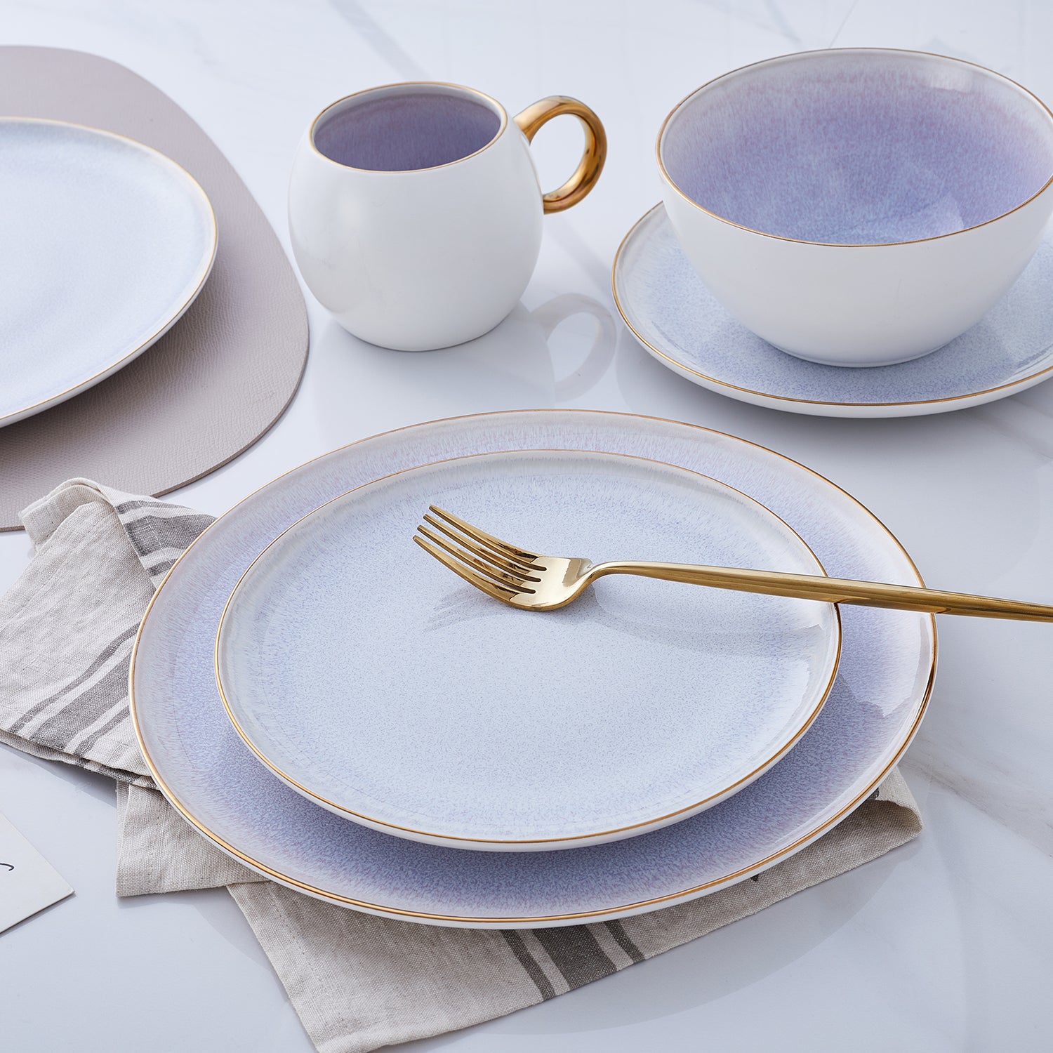 Josephine Porcelain Dinnerware Set - Elegant Lavender Floral Design, 16-Piece Fine China for Formal Dining & Special Occasions | Perfect for Wedding Gifts, Anniversary Celebrations & Upscale Dinner Parties