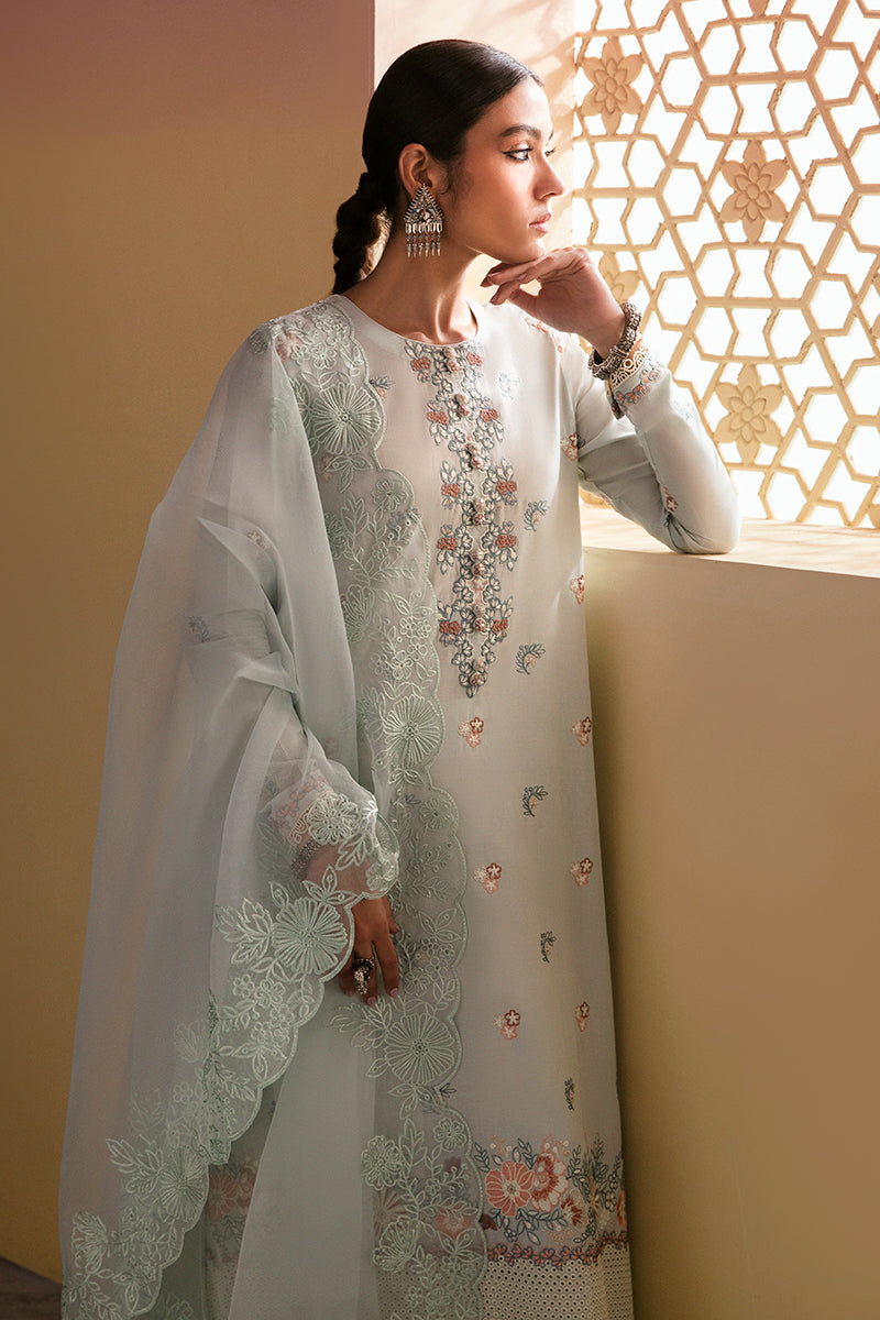 Hazy Cerulean 3-Piece Embroidered Lawn Suit for Women - Elegant Summer Outfit for Parties, Weddings & Special Occasions