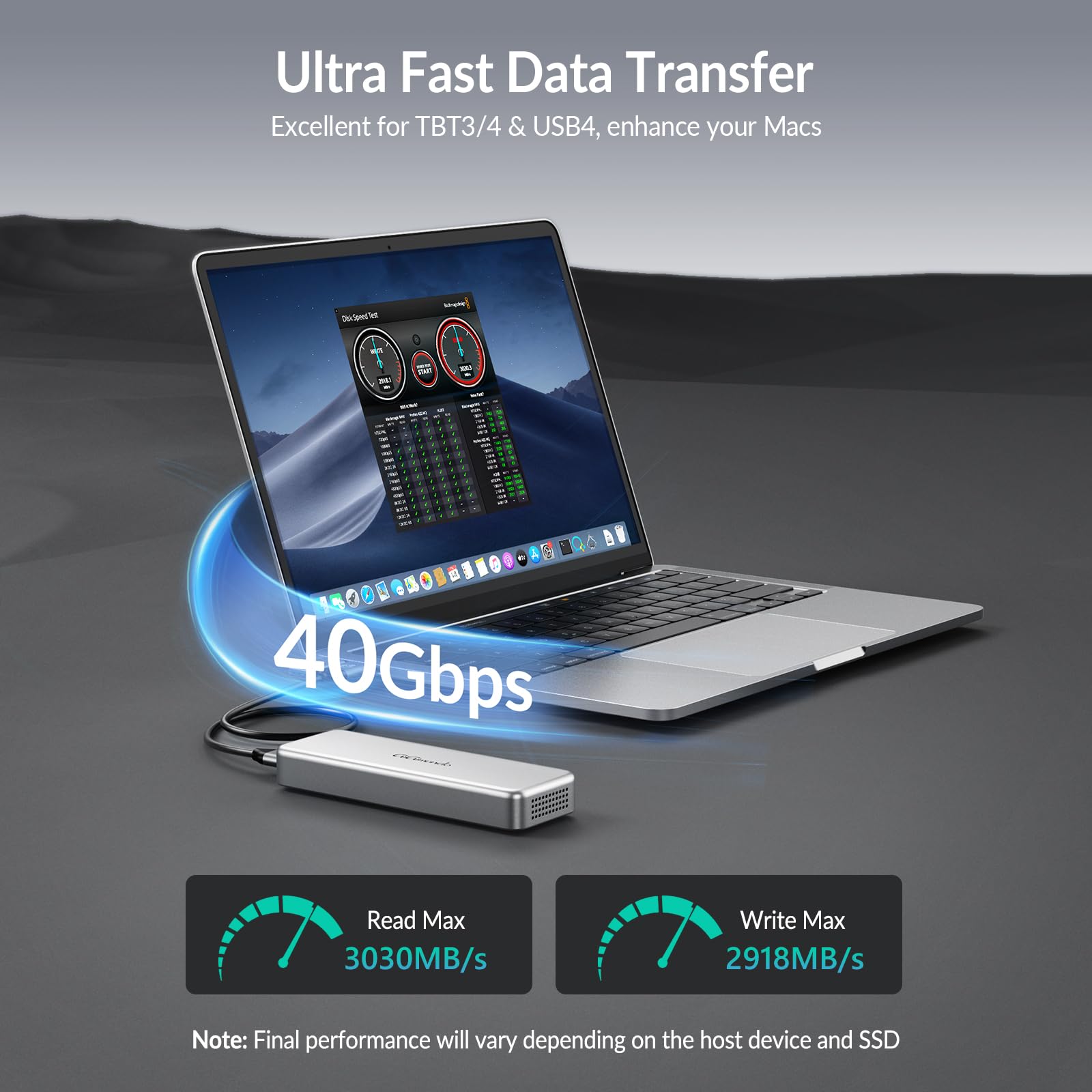 **G40 USB4 40Gbps Portable SSD 512GB - High-Speed External SSD with CNC Aluminum Body & Active Cooling Fan | Ultra-Fast 3200MB/s Transfer for Content Creators, Photographers & Gamers | Perfect for 4K Video Editing, Gaming & Large File Storage**
